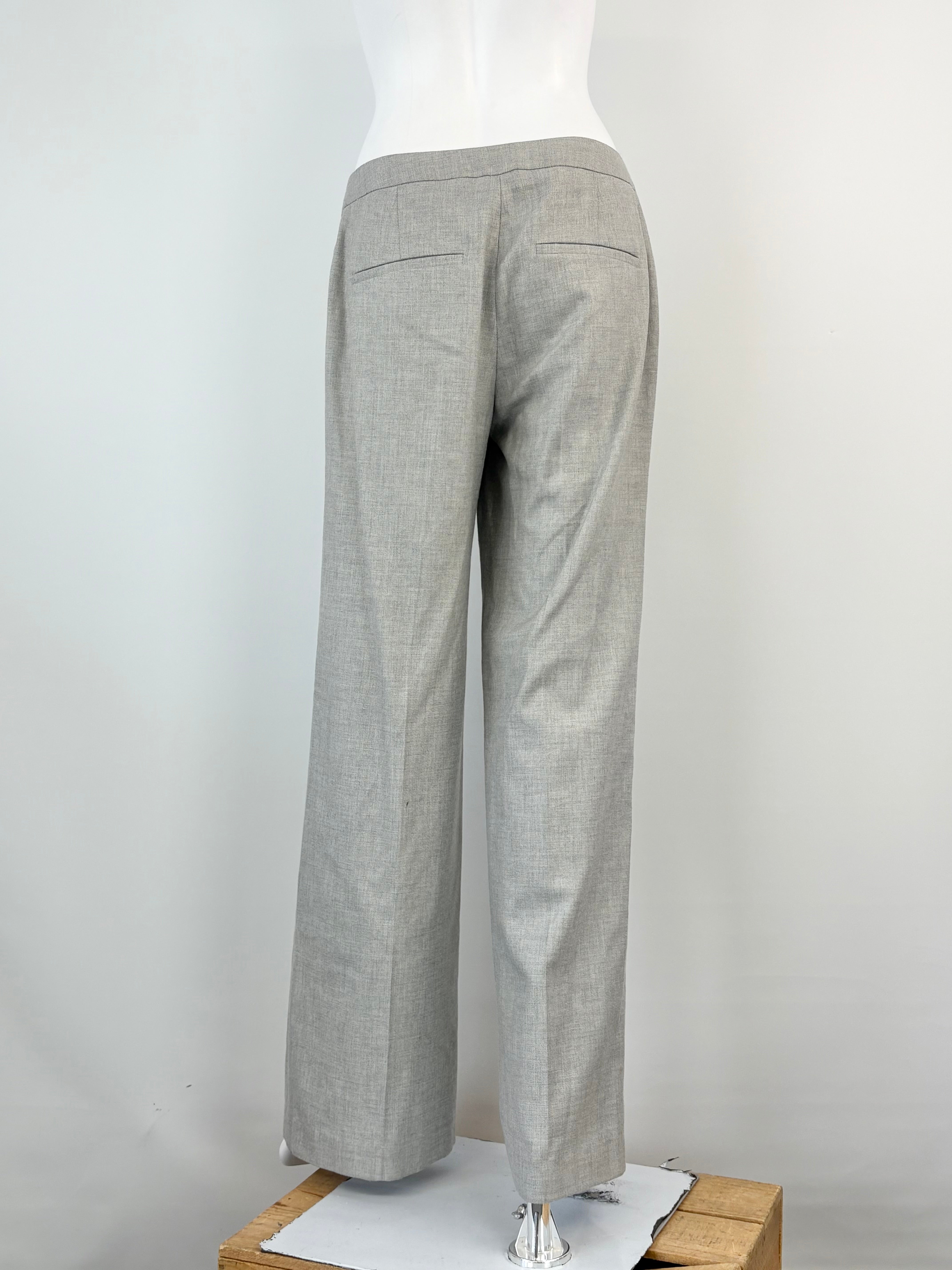 Reiss Stone Grey Wool-Blend 'Estie' Wide Leg Trousers - AU10