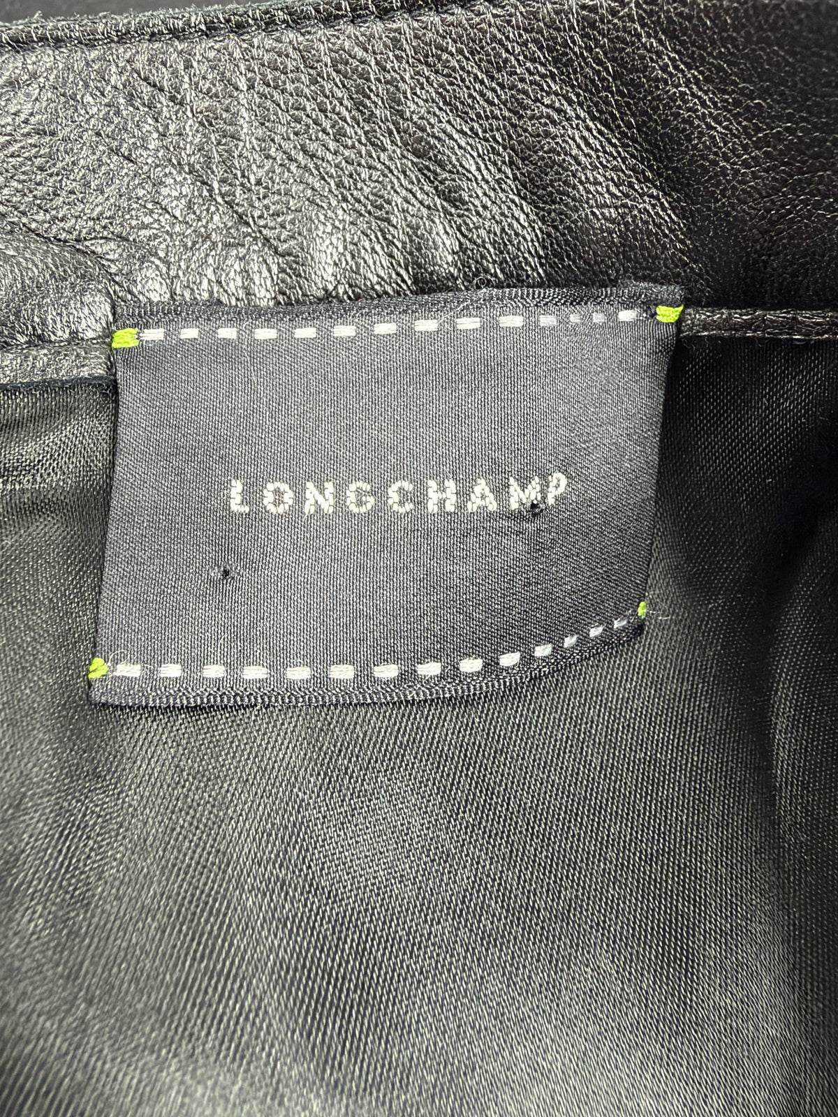 Longchamp Black Wool & Leather Belted Pencil Skirt - AU8/10