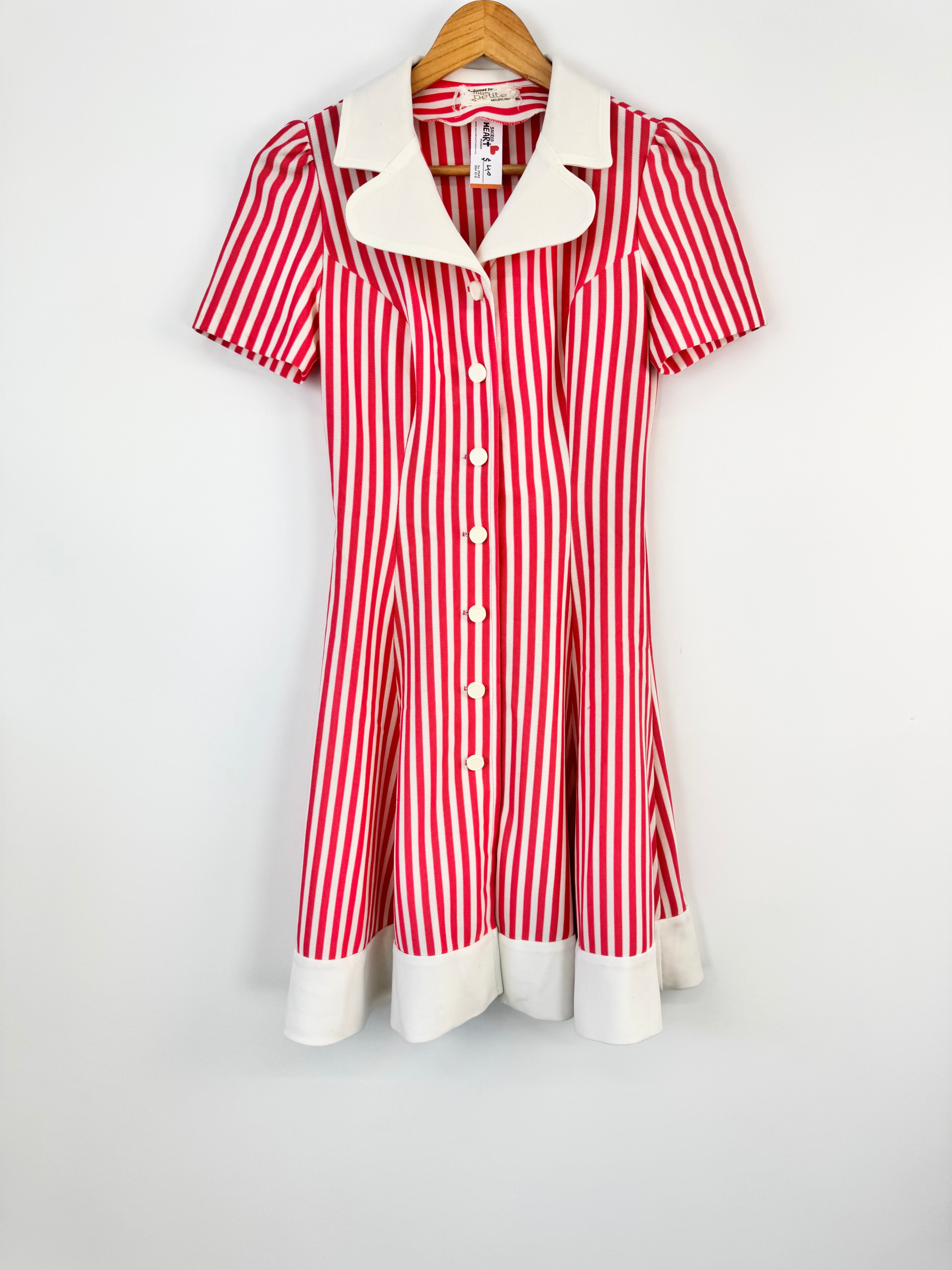 Vintage Miss Petite 50s Candy Stripe Midi Dress - AU8