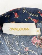 Zimmermann Navy Blue Floral Neck Tie Top - AU6/8