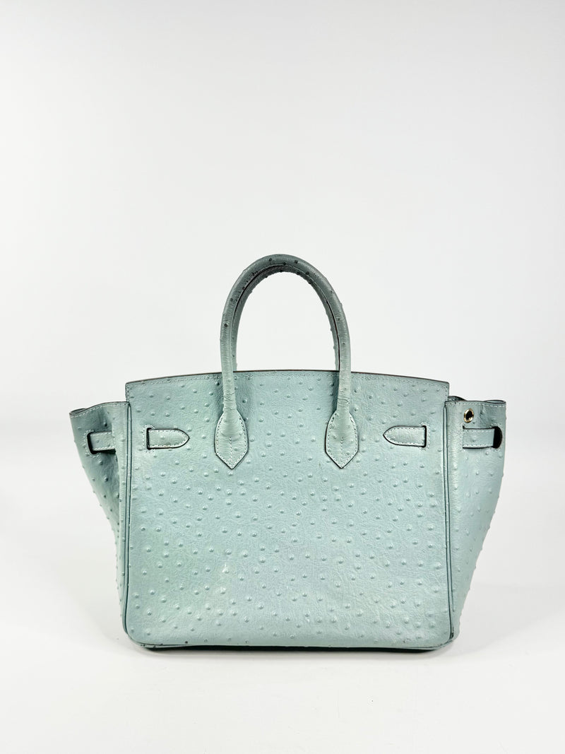 House of Hello Blue Faux Ostrich Texture Leather Bag