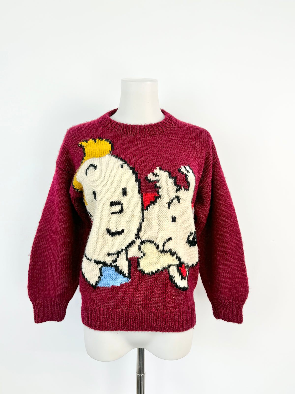 Hand-Knitted Burgundy Tin-Tin Jumper - AU8
