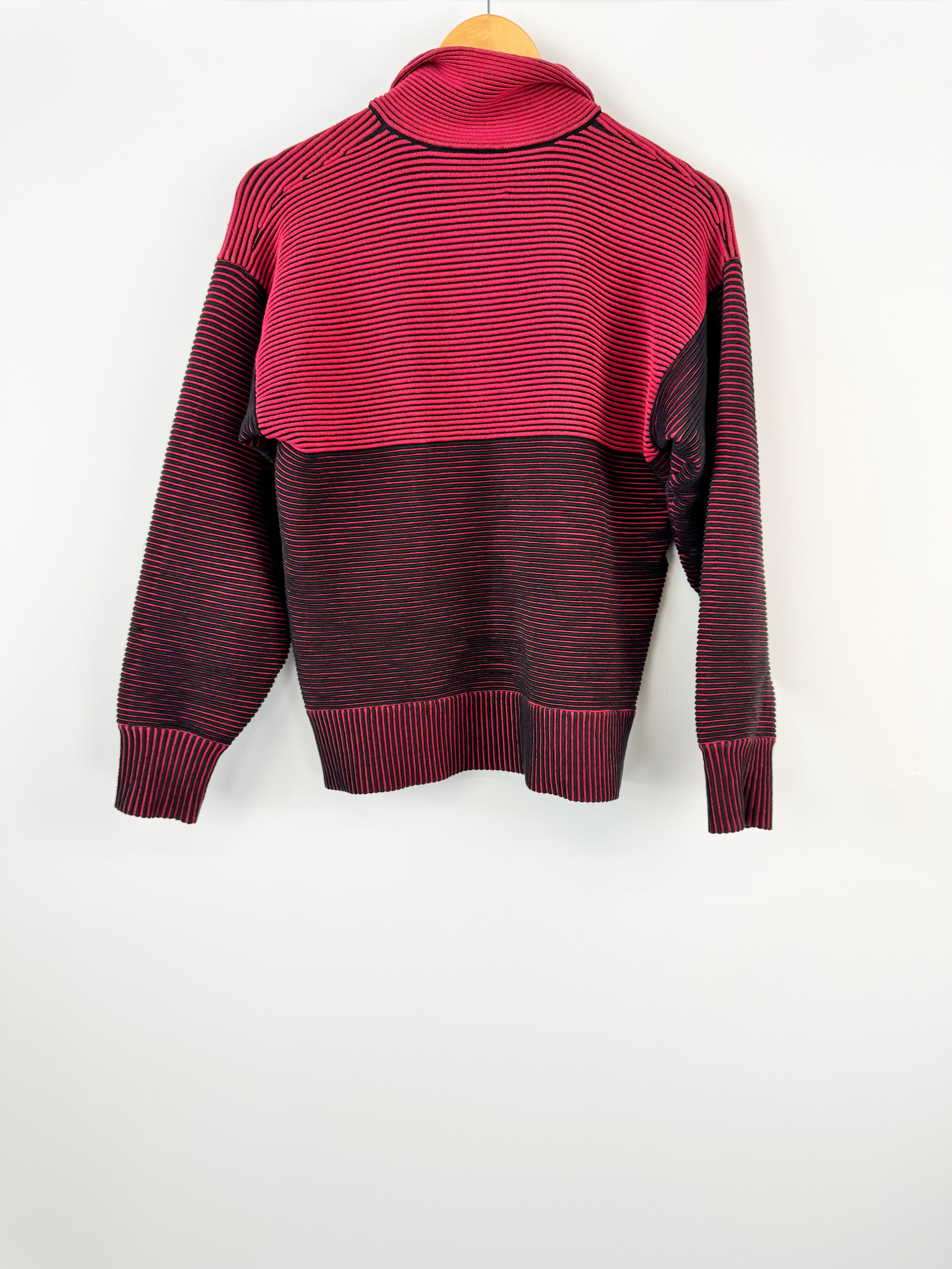 NAGNATA BURGUNDY AND BLACK HALF ZIP SWEATER - XS