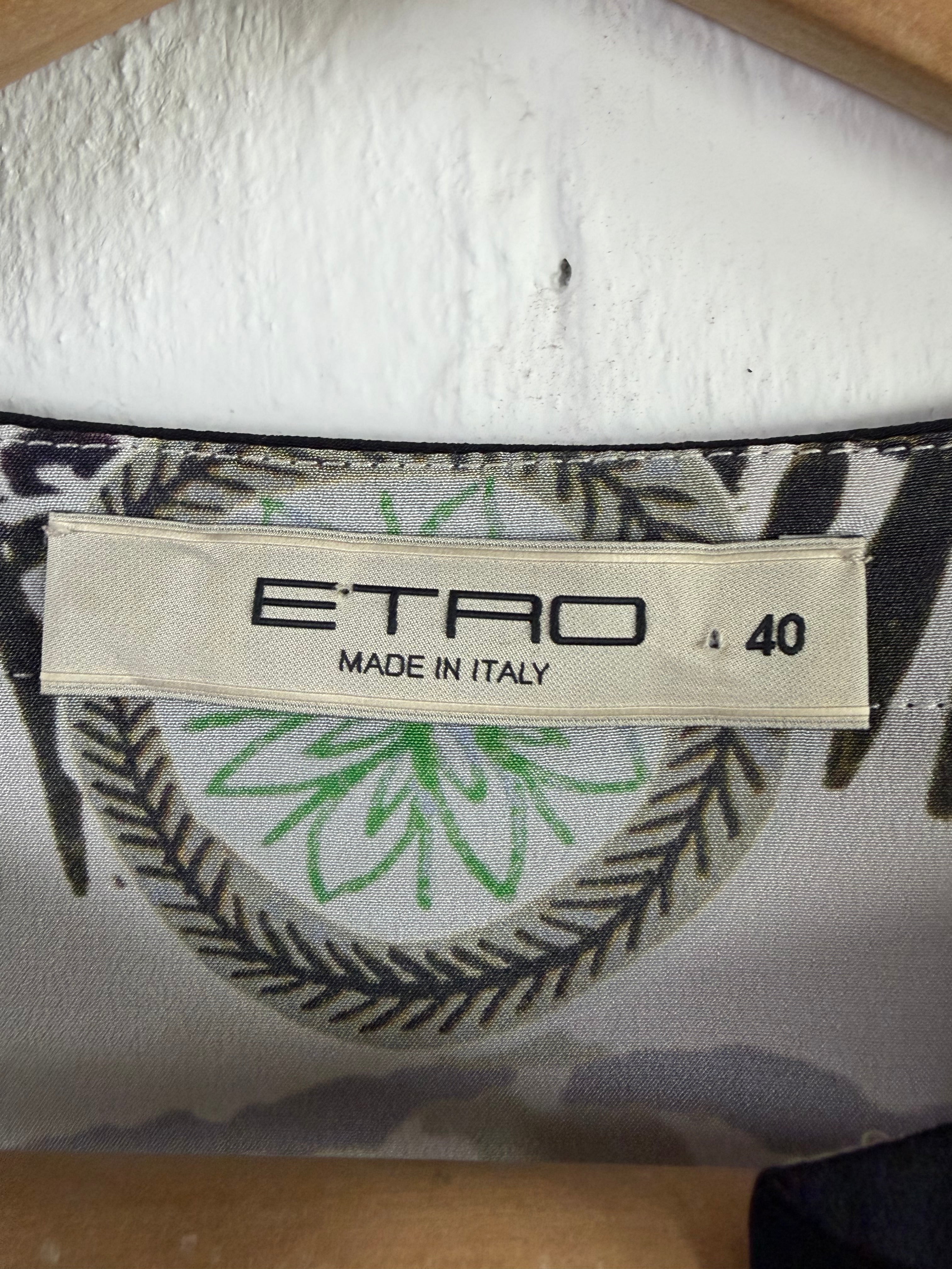Etro Milano Ivory Silk Patterned Tunic - AU8/10