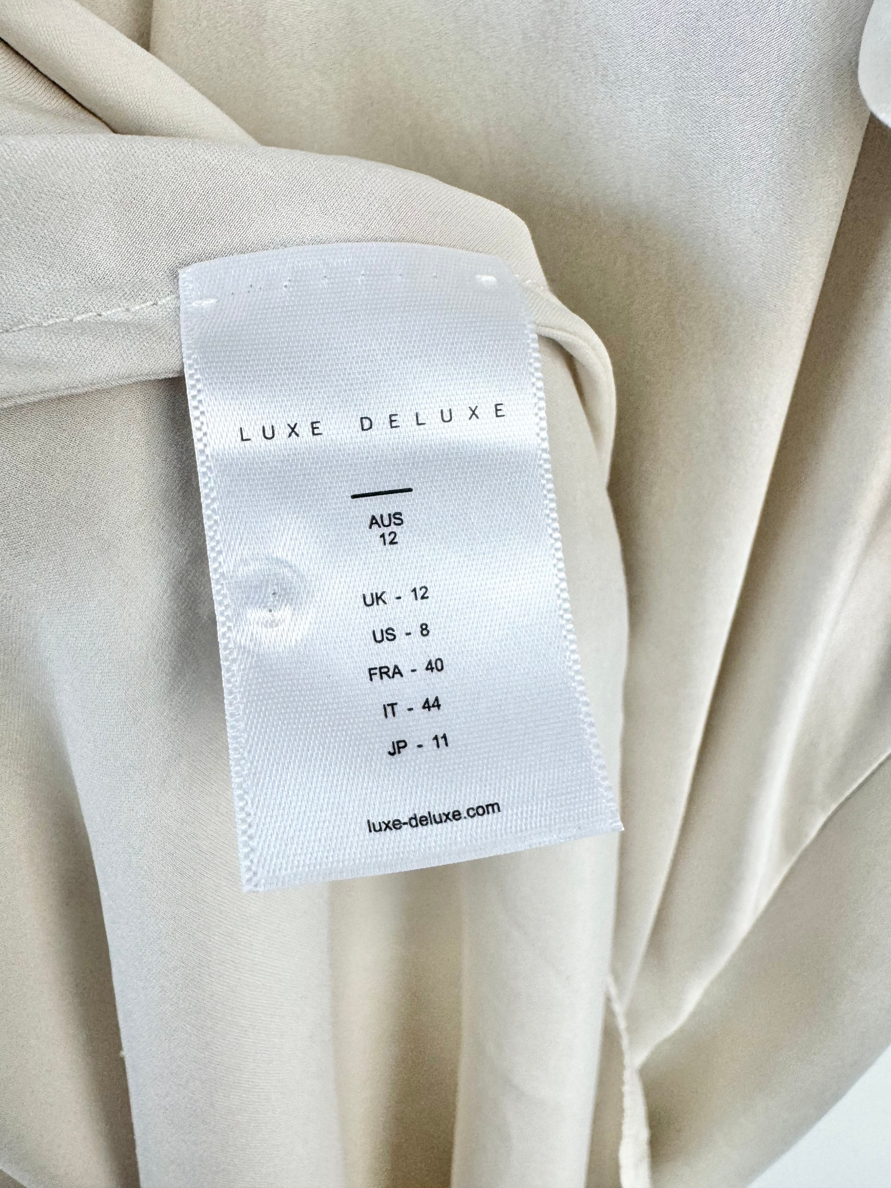 Luxe Deluxe Oyster Silk Frill Dress - AU12