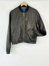 Paul Smith Black Leather Bomber Jacket - M