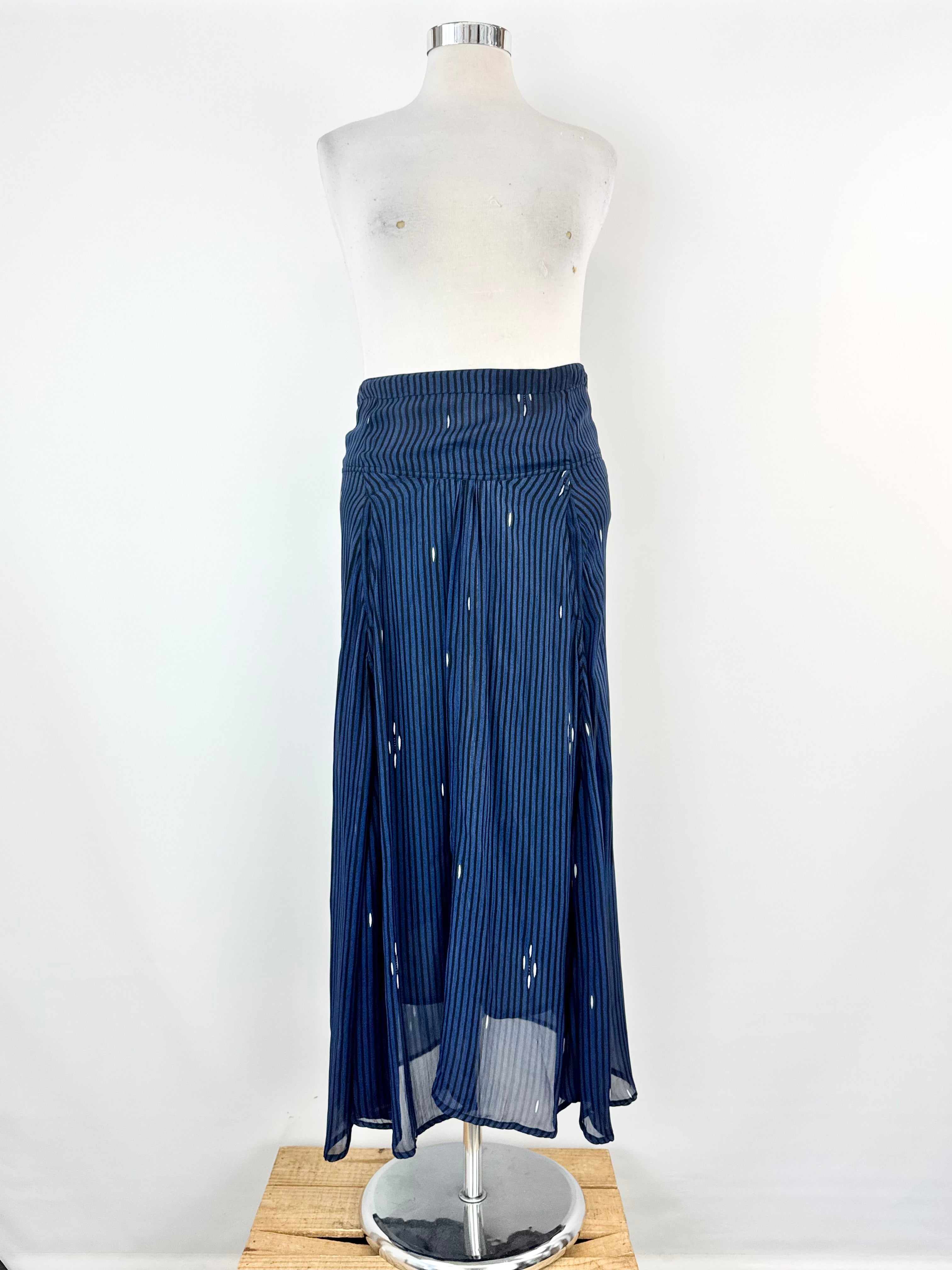 Isabel Marant Étoile Blue & Black Striped Semi Sheer Skirt - AU10