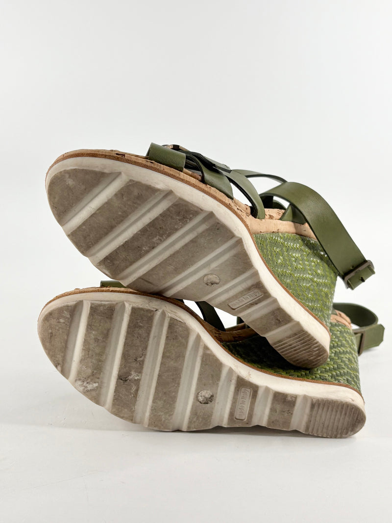 Scanlan Theodore Green Leather Cork Wedges - EU38
