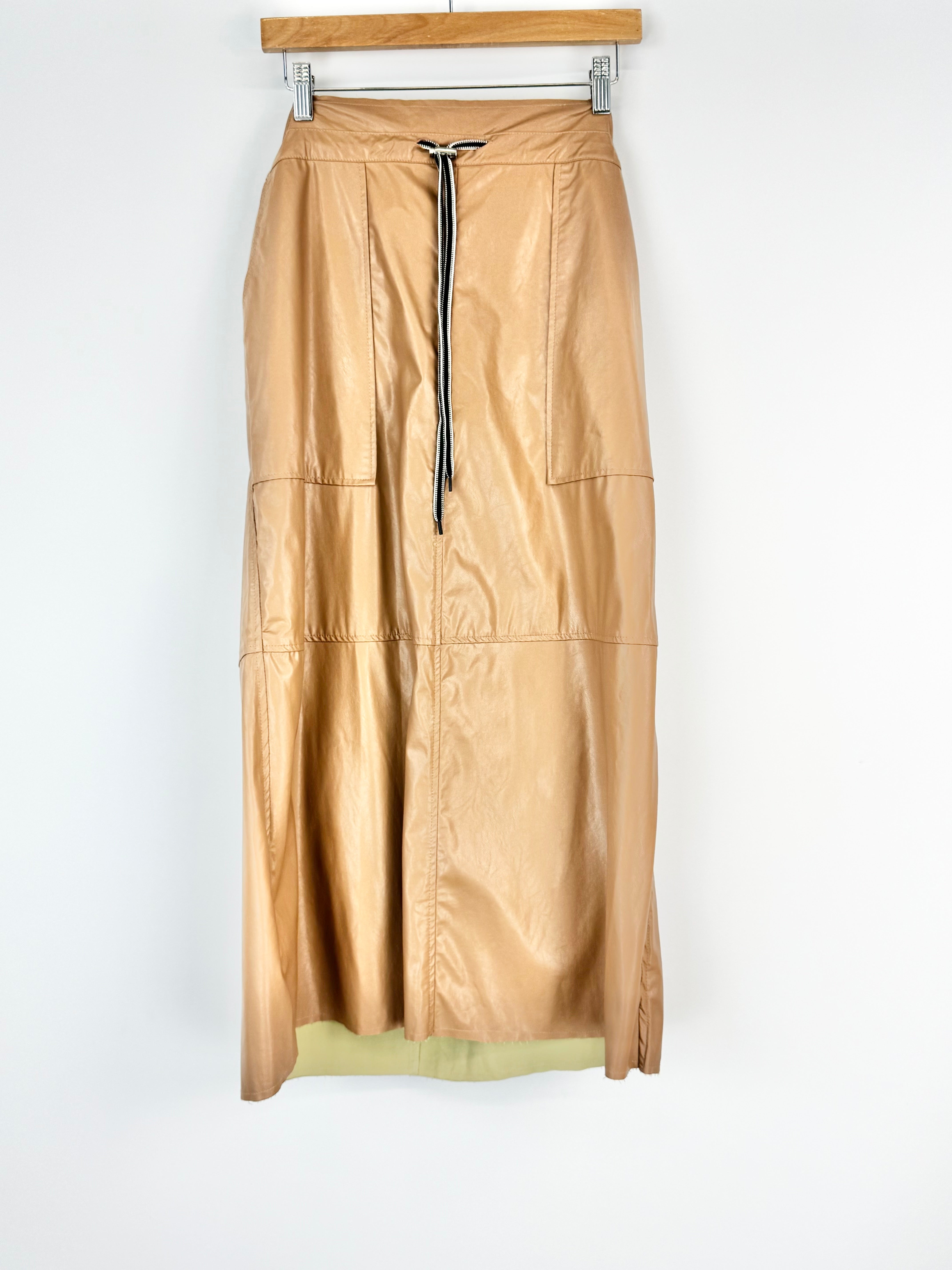 365 Beige Faux Leather A-line Skirt - AU10