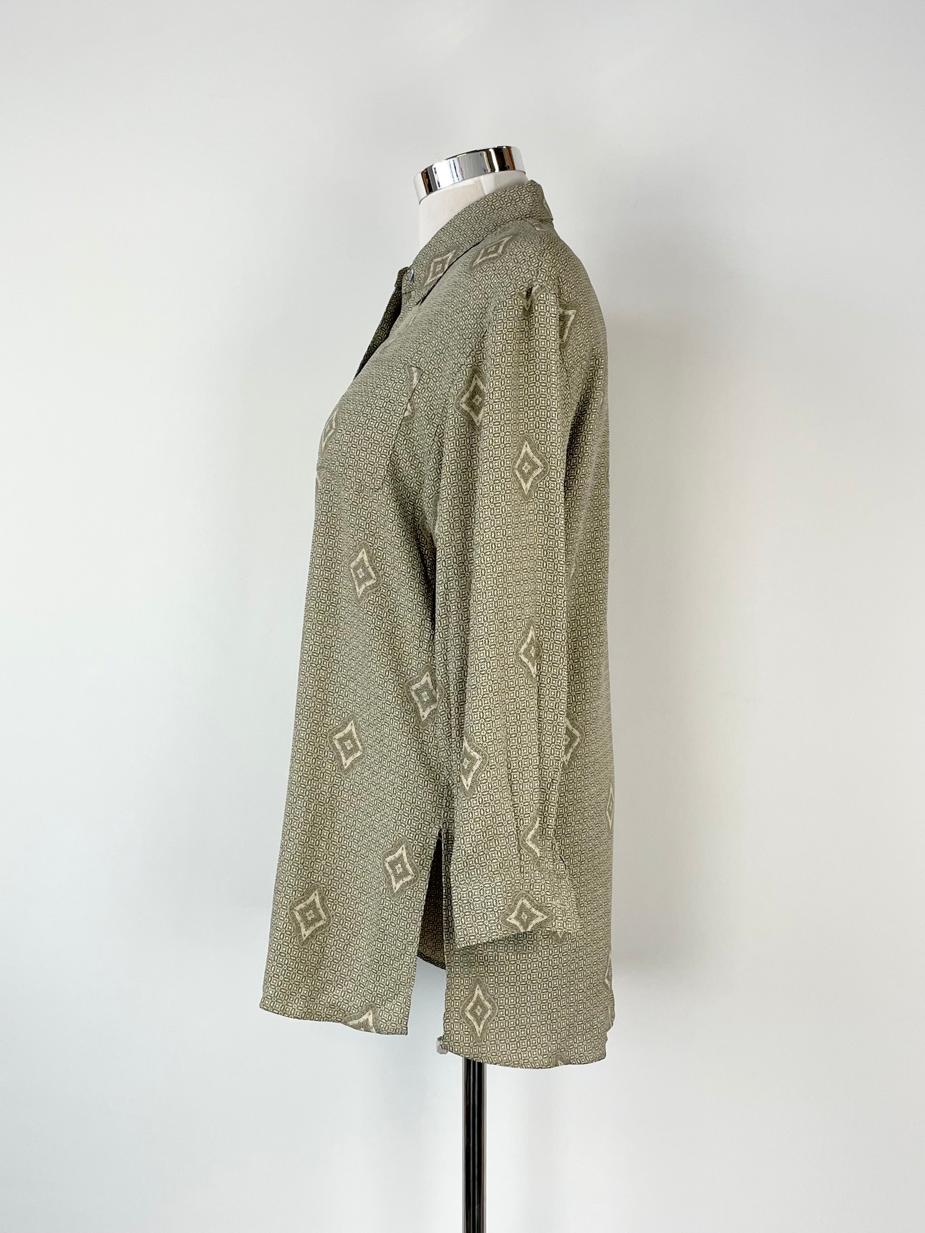 Vintage Japanese Beige Patterned Shirt - L