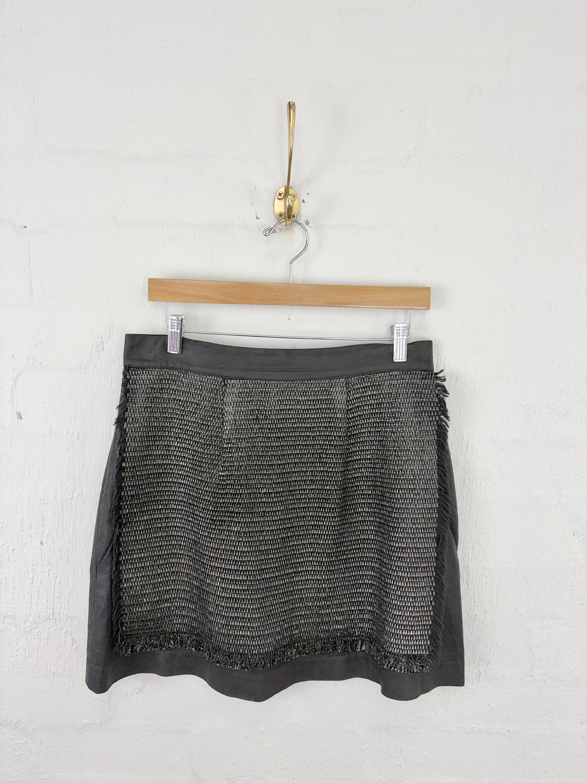 Livia Arena Black Raffia Embellished A-Line Skirt - AU12