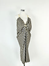 Willow Taupe & Black Grid Pattern Silk Dress - AU10/12