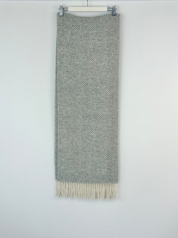 Peony Grey Wool & Cashmere Blend Zigzag Scarf