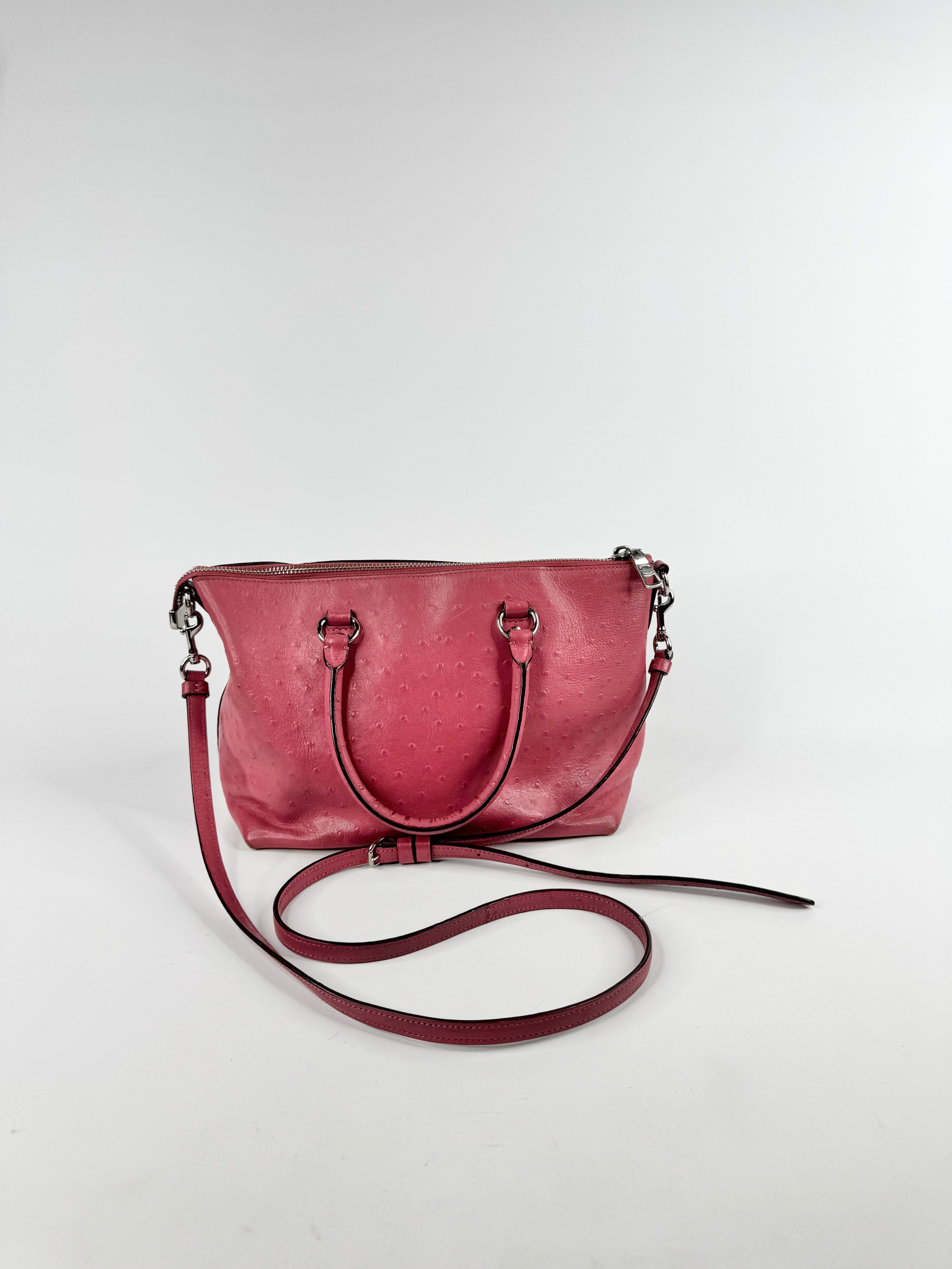 Coach 'Emma' Thulian Pink Faux Ostrich Satchel Bag