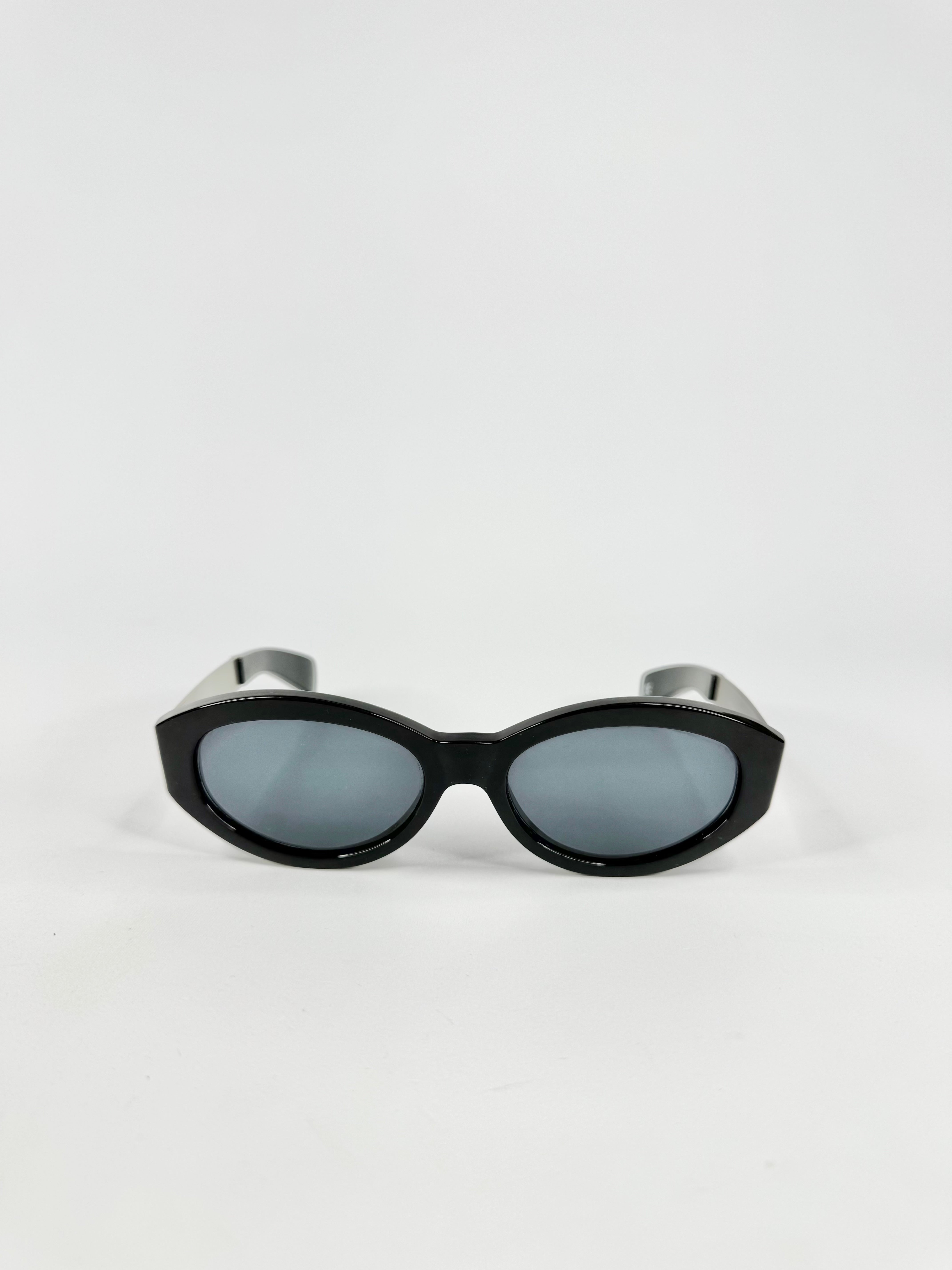 Vintage Gianni Versace Black Oval Frame Sunglasses