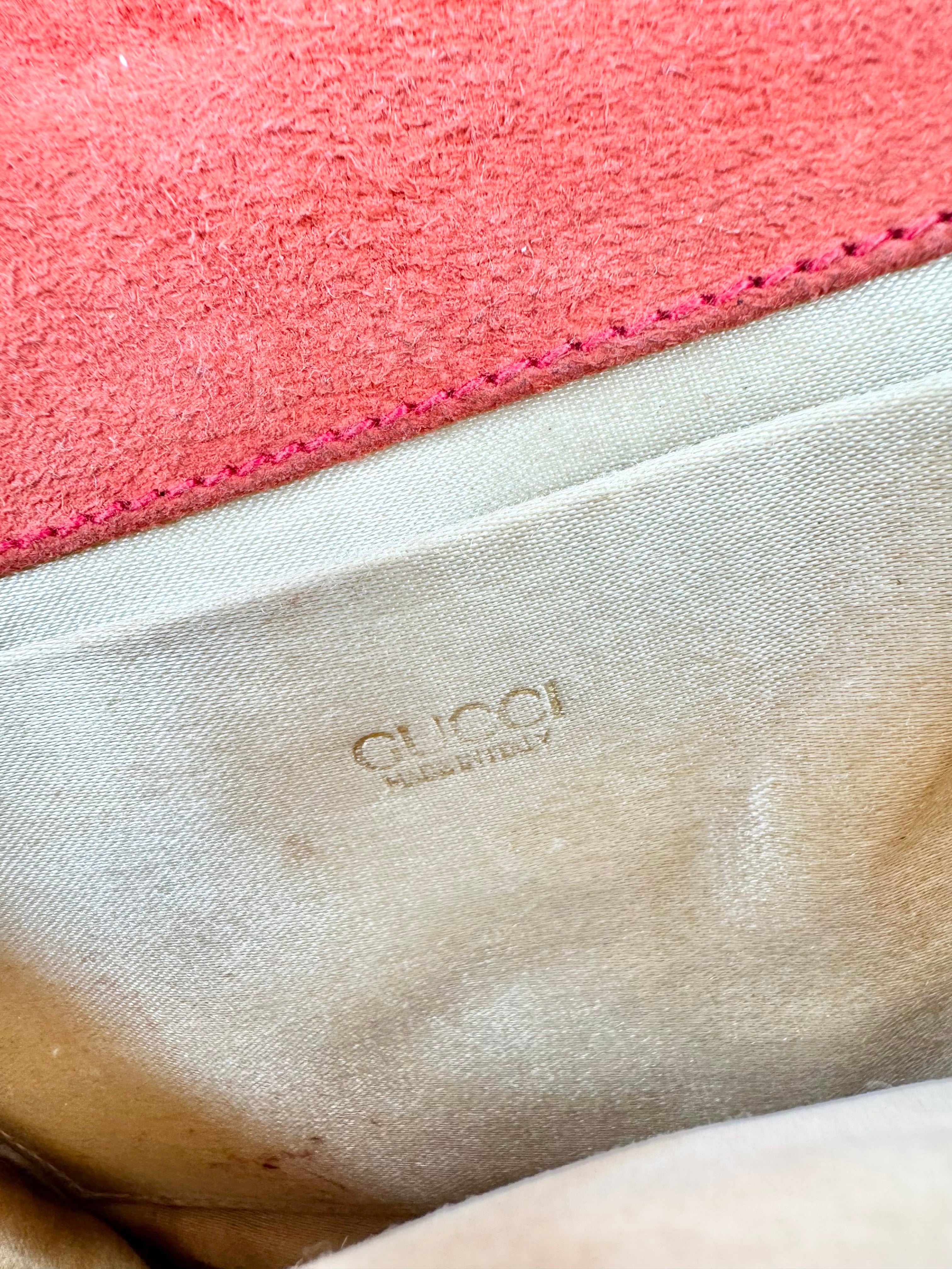 Vintage Gucci Mini Orange Sorbet Suede Bamboo Cross Body Bag