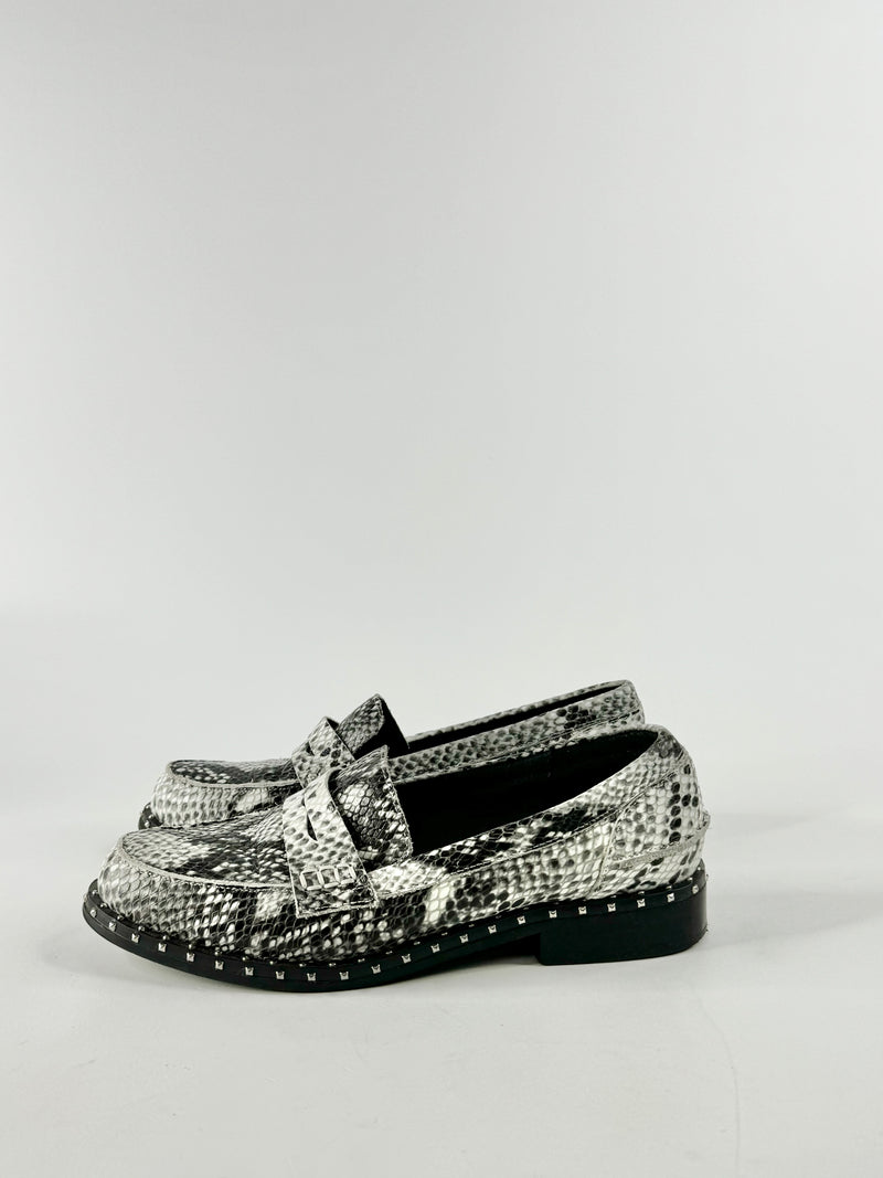 Sol Sana Snakeskin Studded Loafers - EU38