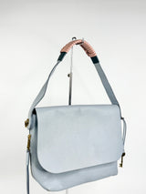Fossil Cornflower Blue Grained Leather Shoulder Bag