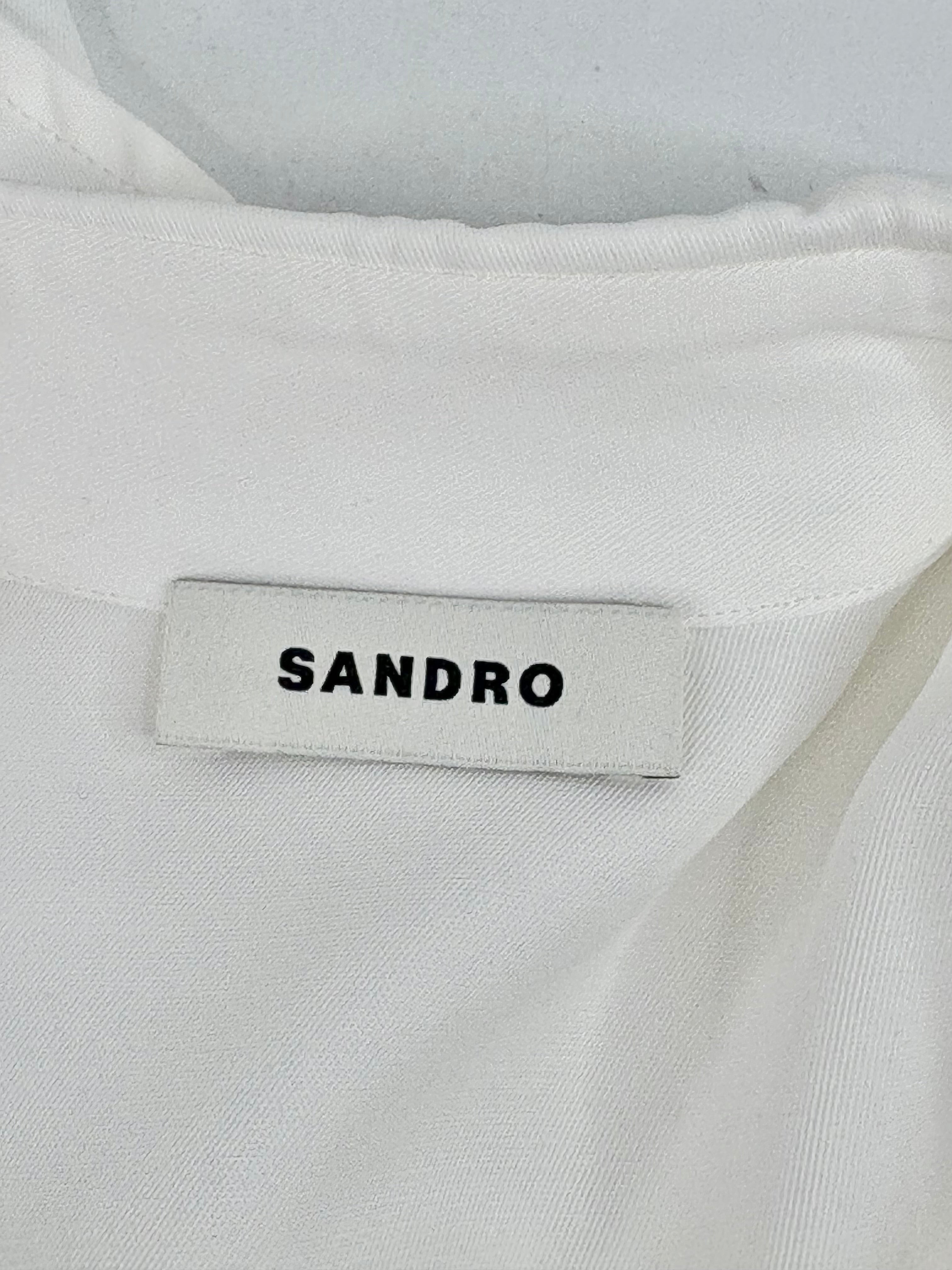 Sandro Ecru Rolled-Short Sleeve Shirt - AU6/8
