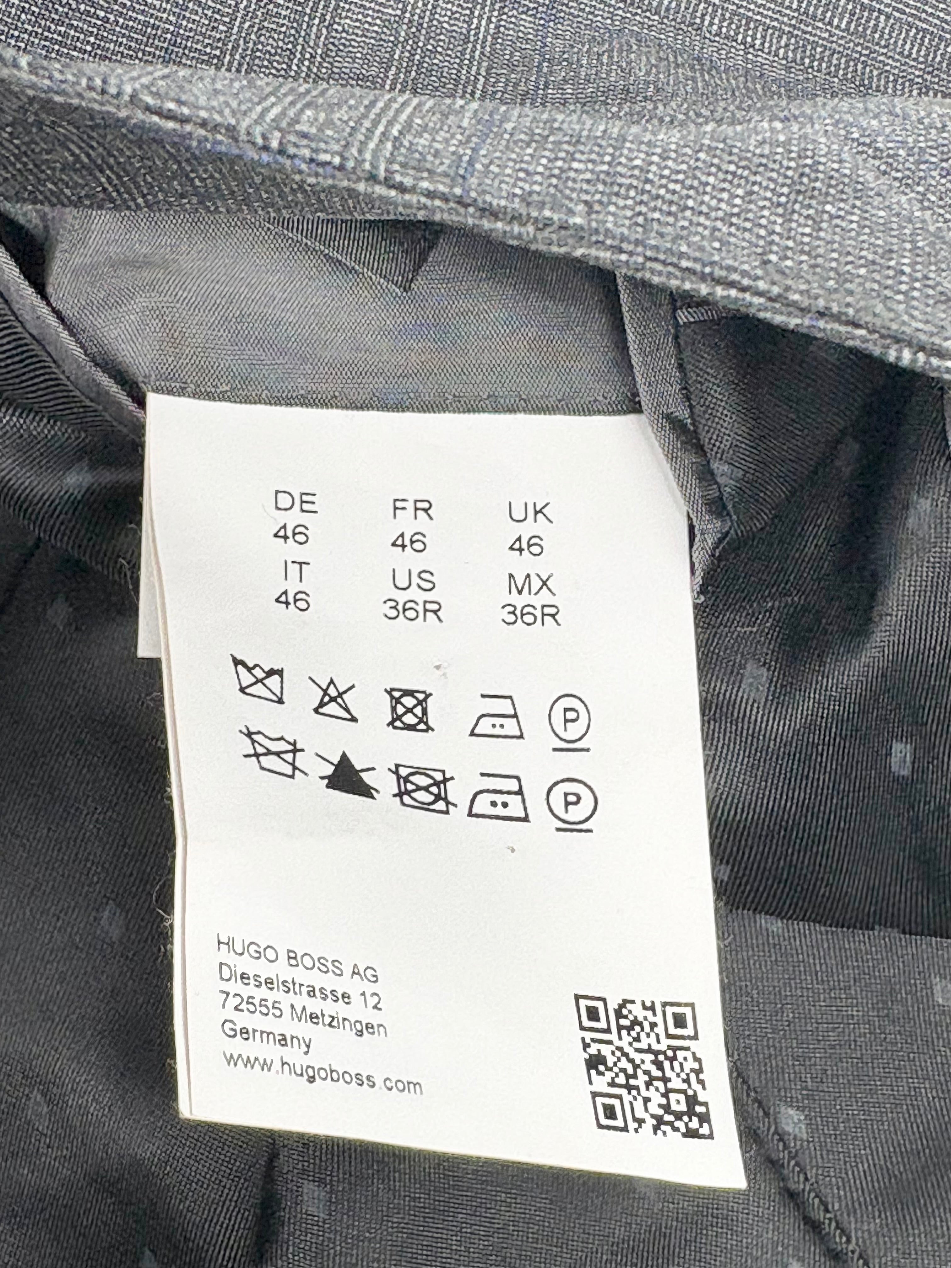 Hugo Boss 'Reda' Charcoal Check Wool Blazer - XS