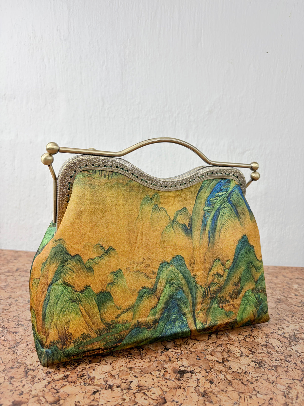 Handmade Silk Feel Mountain Scenery Evening Bag
