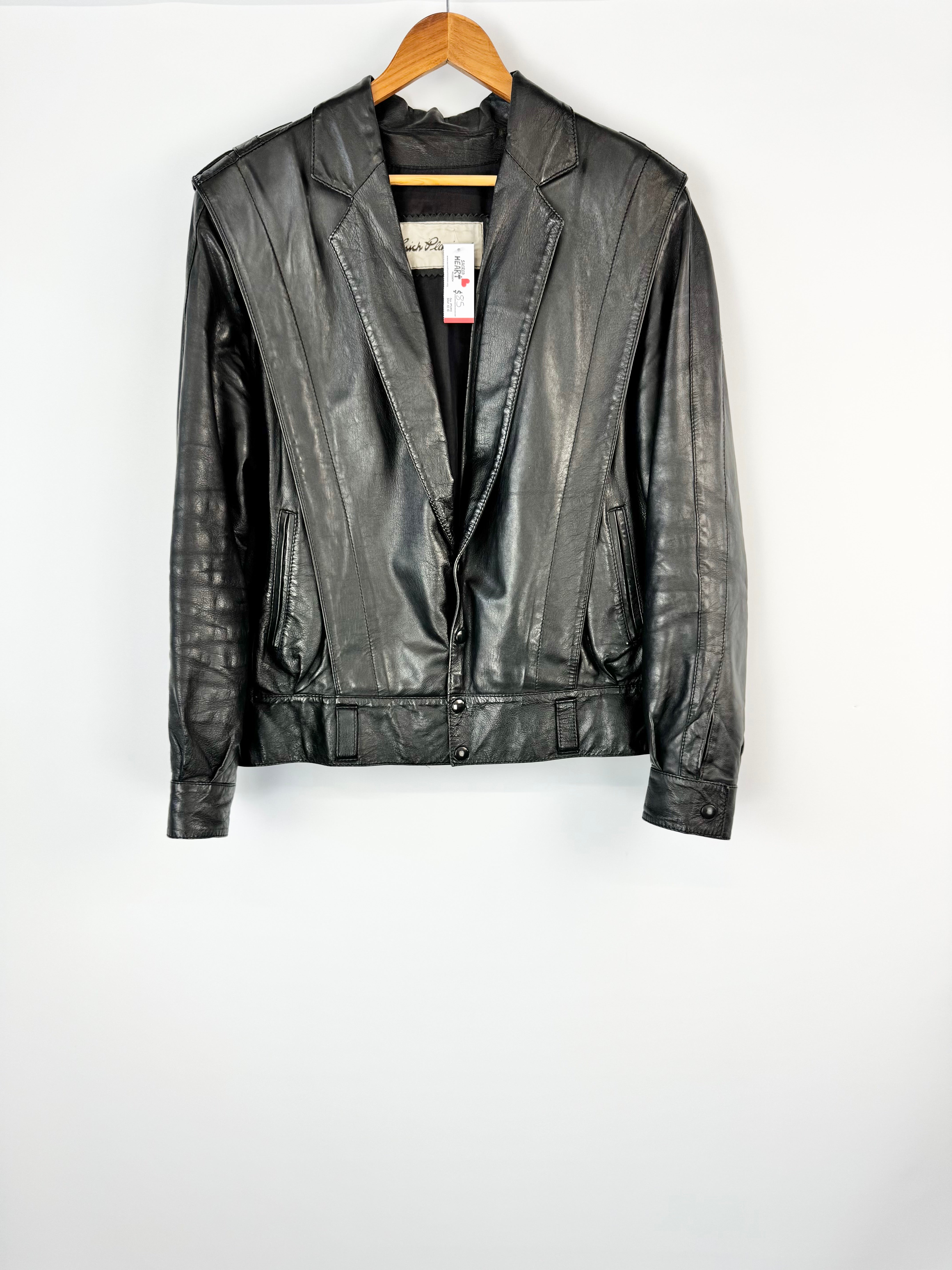 Vintage 80s Black Leather Jacket - M