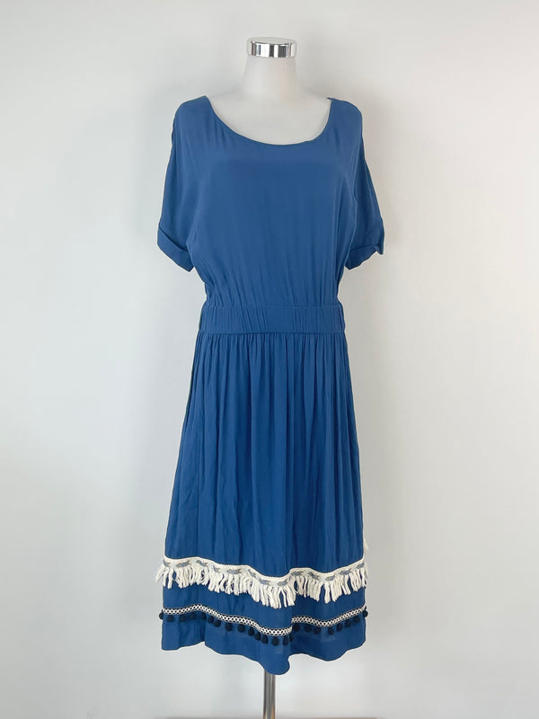 Obus Navy Blue Short Sleeve Midi Dress - AU6/8