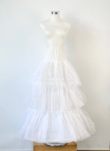 Vintage White Tulle Tiered Maxi Hoop Skirt - AU8/10