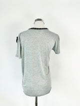 Red Valentino Grey Tweed Bow T-Shirt - AU10