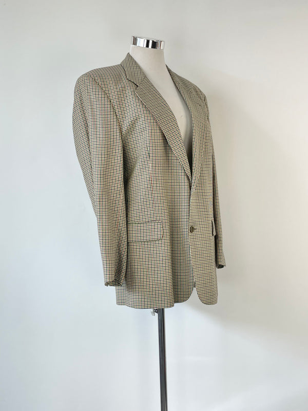 Hugo Boss Vintage 90s Beige Checked Corleone Wool Blazer - 52