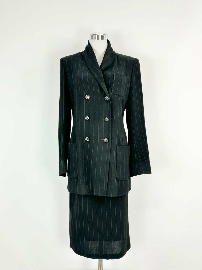 Vintage 80s Jil Sander Wool & Silk Blend Pinstripe 2 Piece Suit - AU10