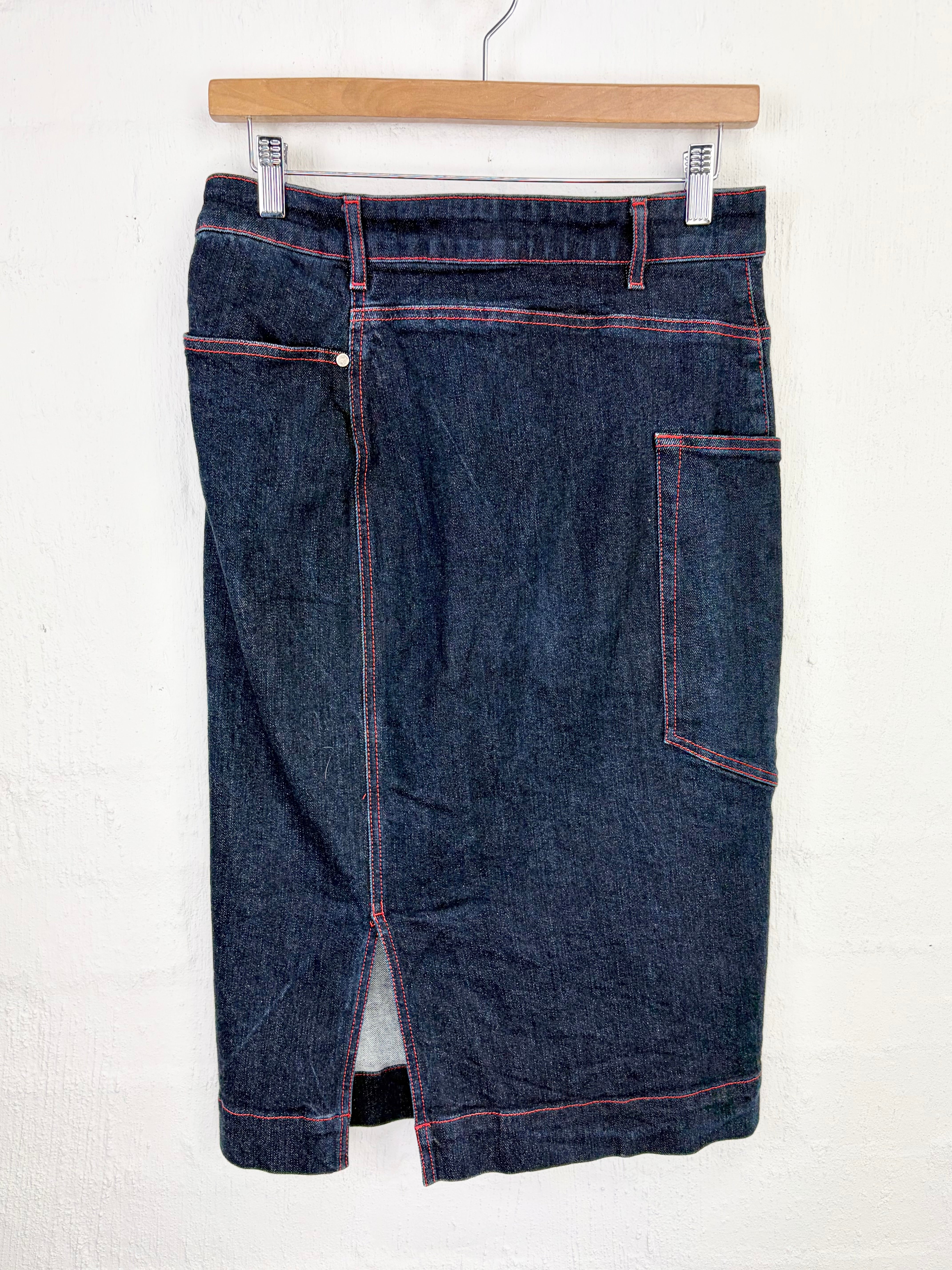Joseph Dark Denim Skirt with Red Stitching - AU10