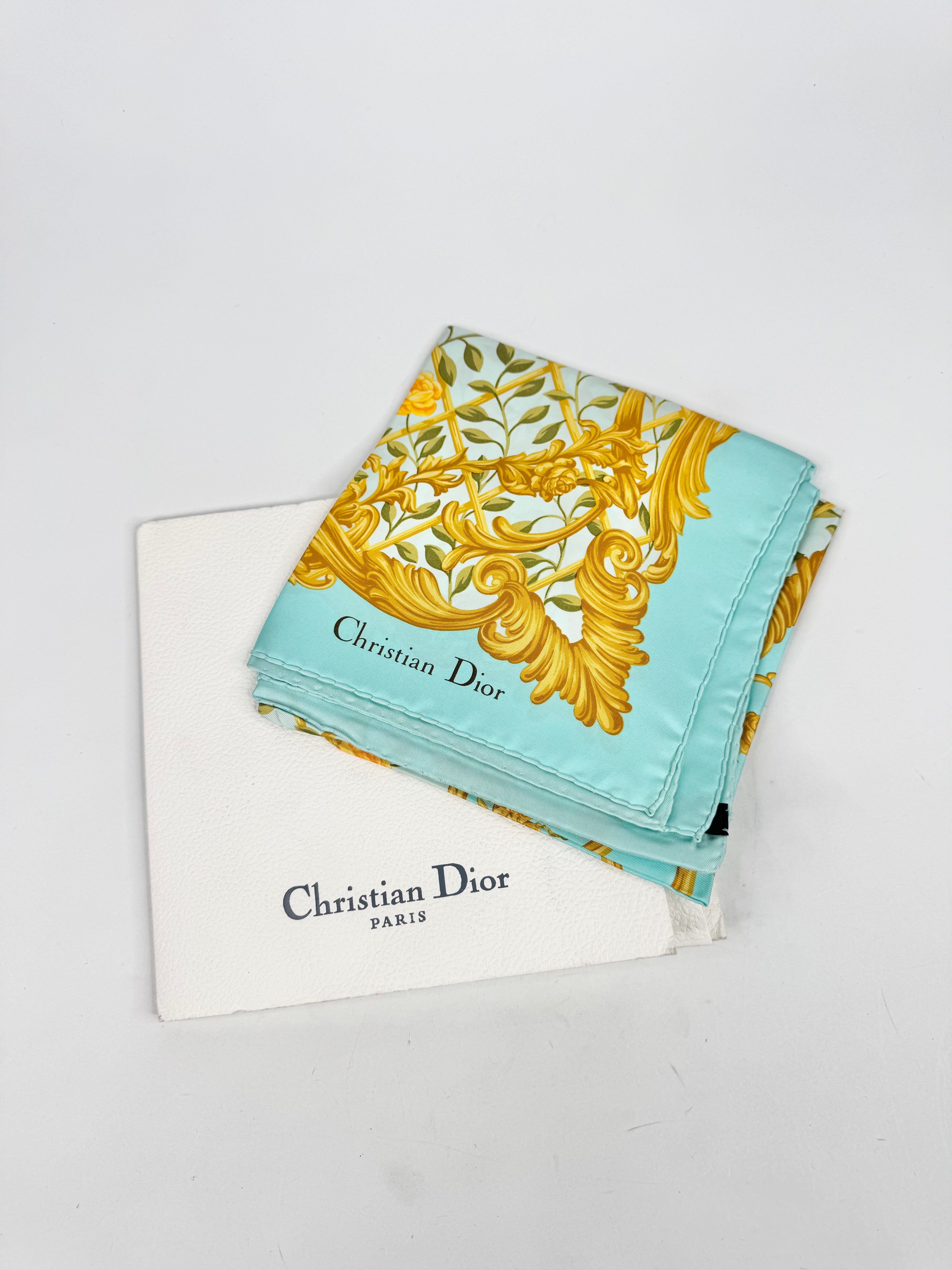 Christian Dior Broque Floral Trellis Patterned Silk Scarf