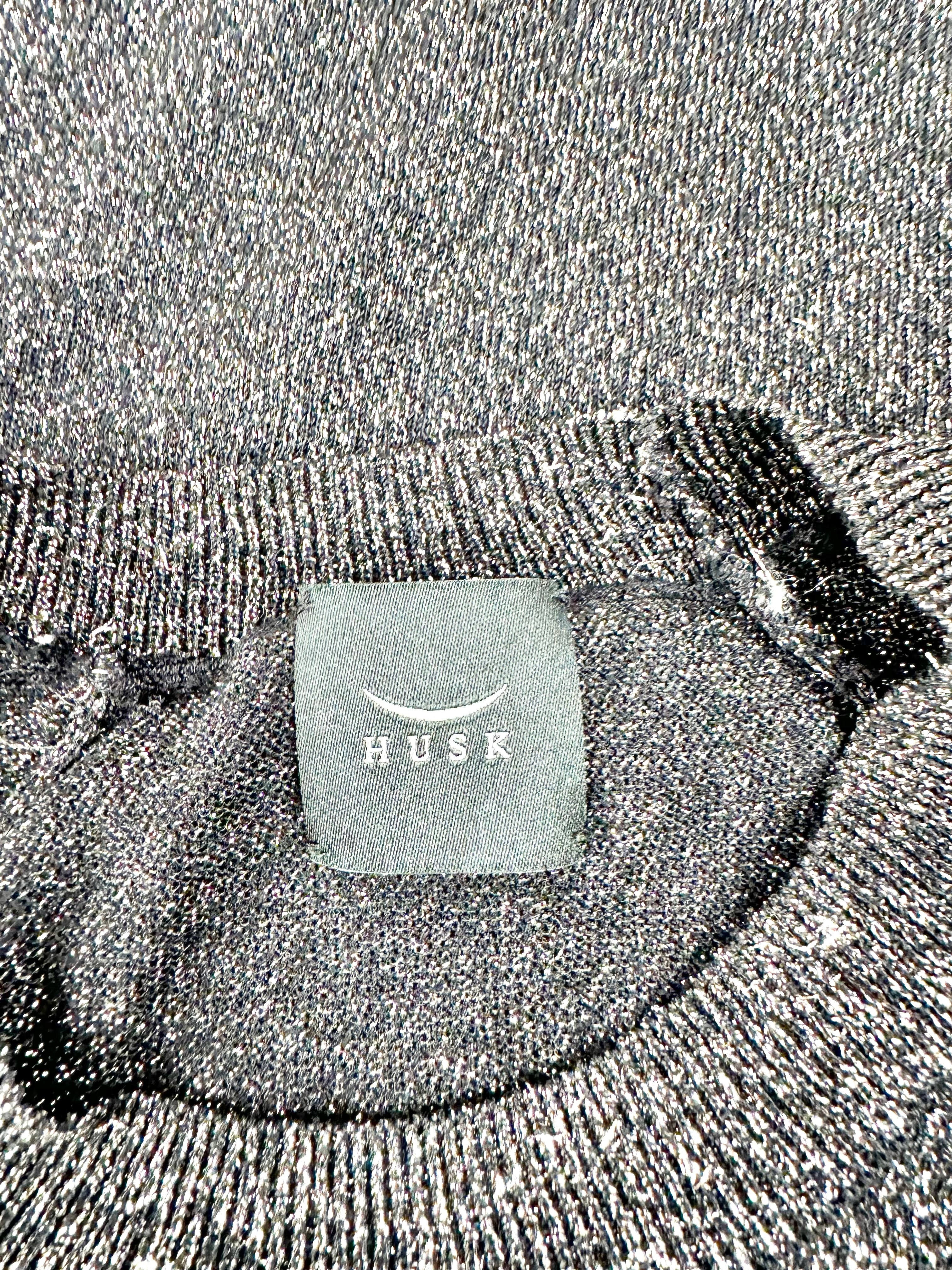 Husk Black & Silver Lurex Crew Neck Jumper - AU8/10