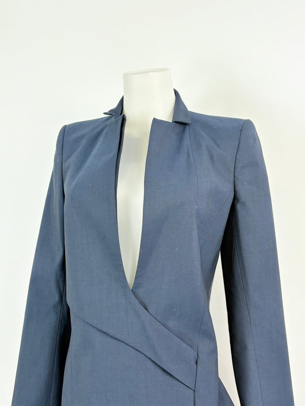 Dion Lee Ink Wool Tailoring Belted Lapel Coat Dress - AU6/8
