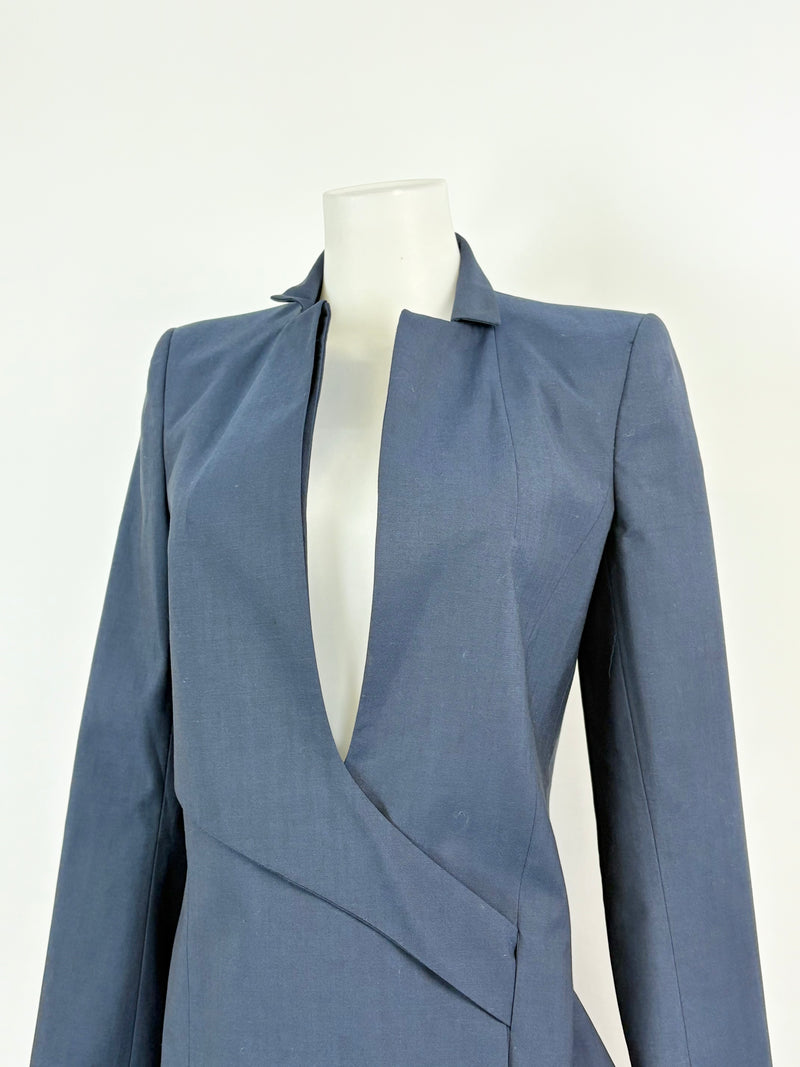Dion Lee Ink Wool Tailoring Belted Lapel Coat Dress - AU6/8