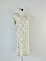 Vintage Christie White Hand Beaded Lace Dress - AU10