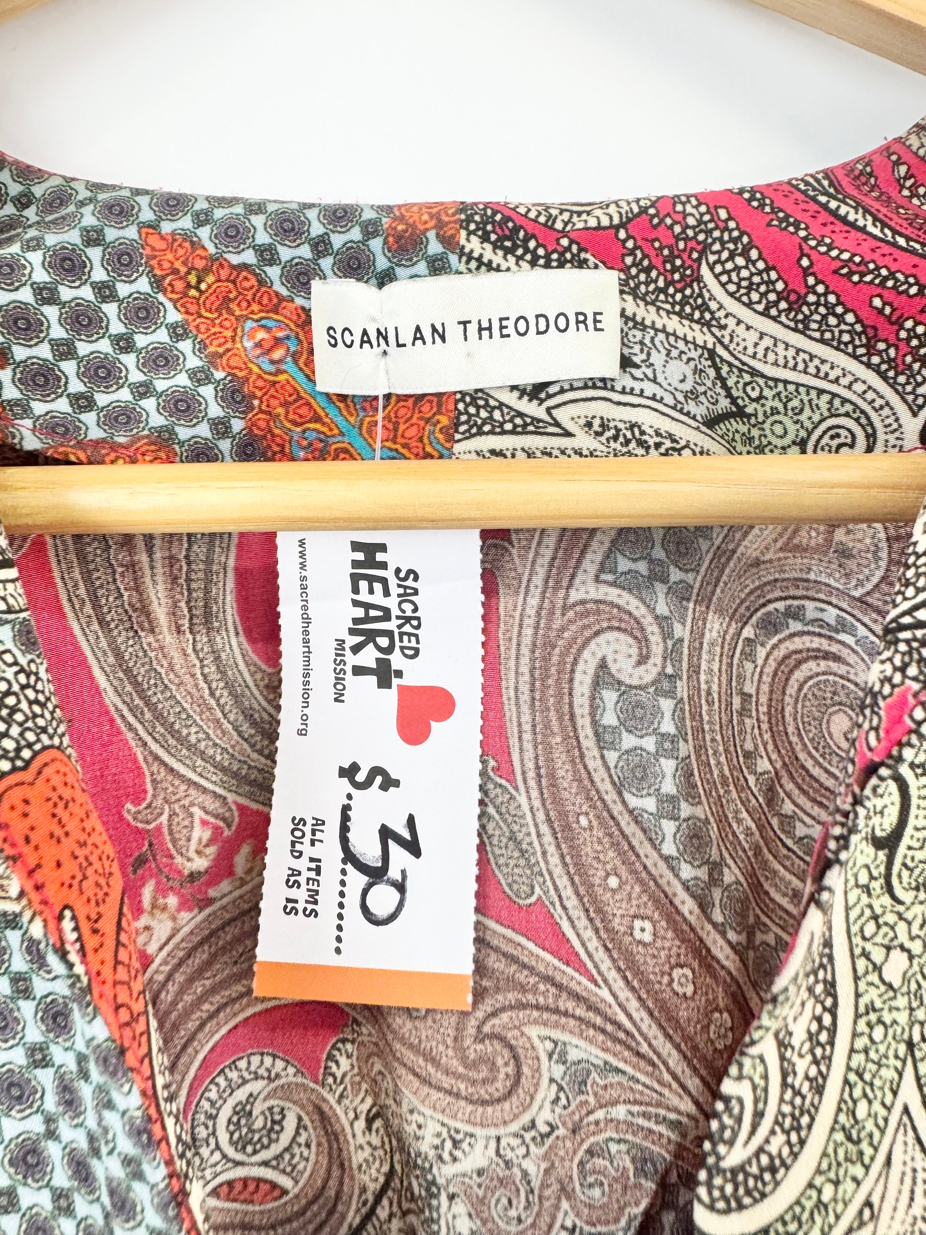 SCANLAN THEODORE MULTI COLOR PAISLEY PATTERN SILK TOP - AU8