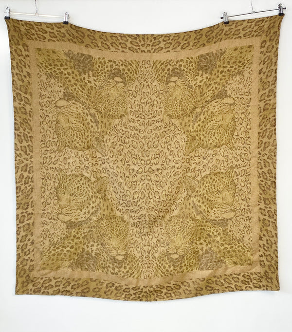 Vintage Balmain Leopard Patterned Wool Shawl