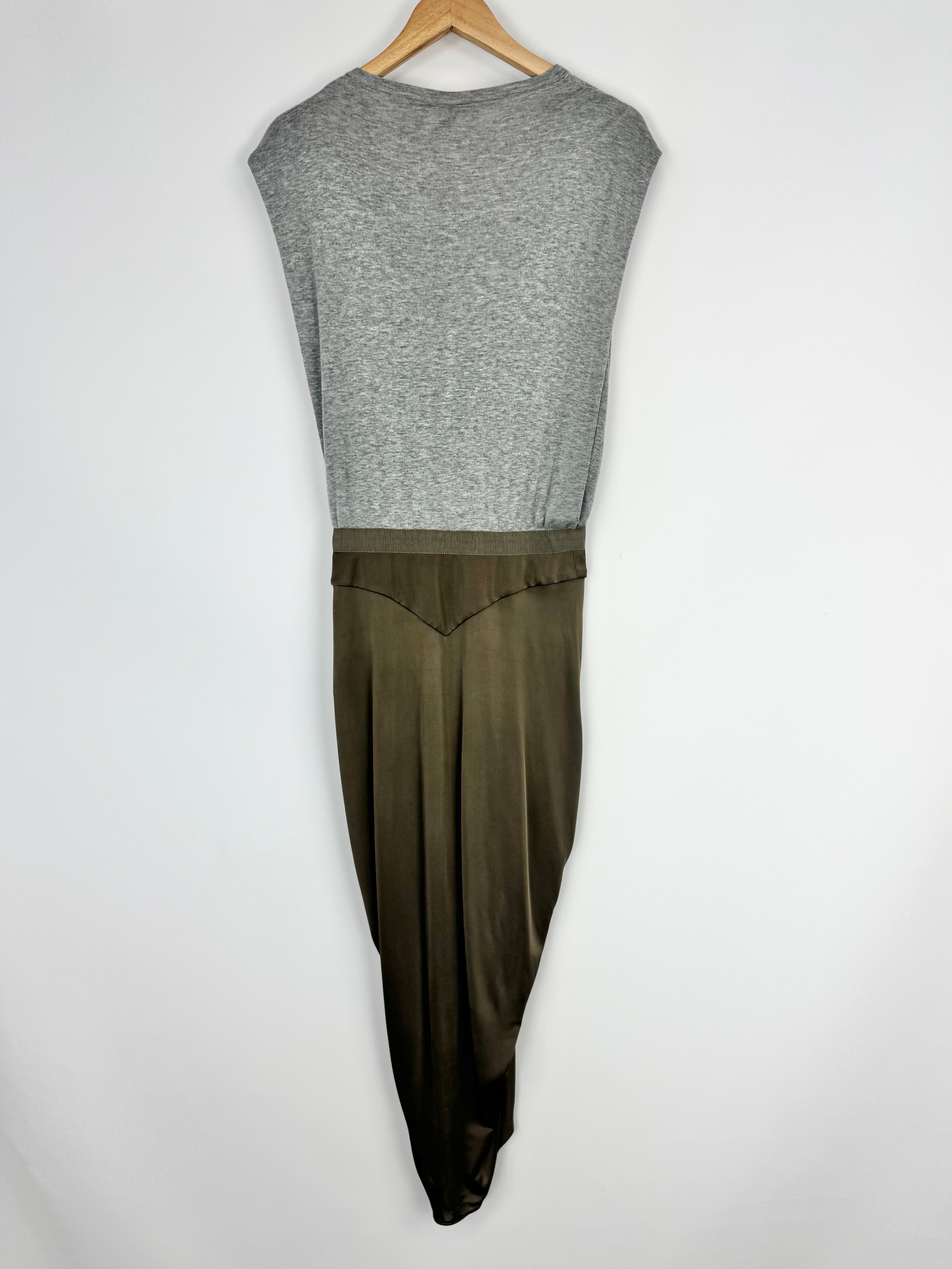 Alexander Wang Grey & Green Draped Grecian Dress - AU10