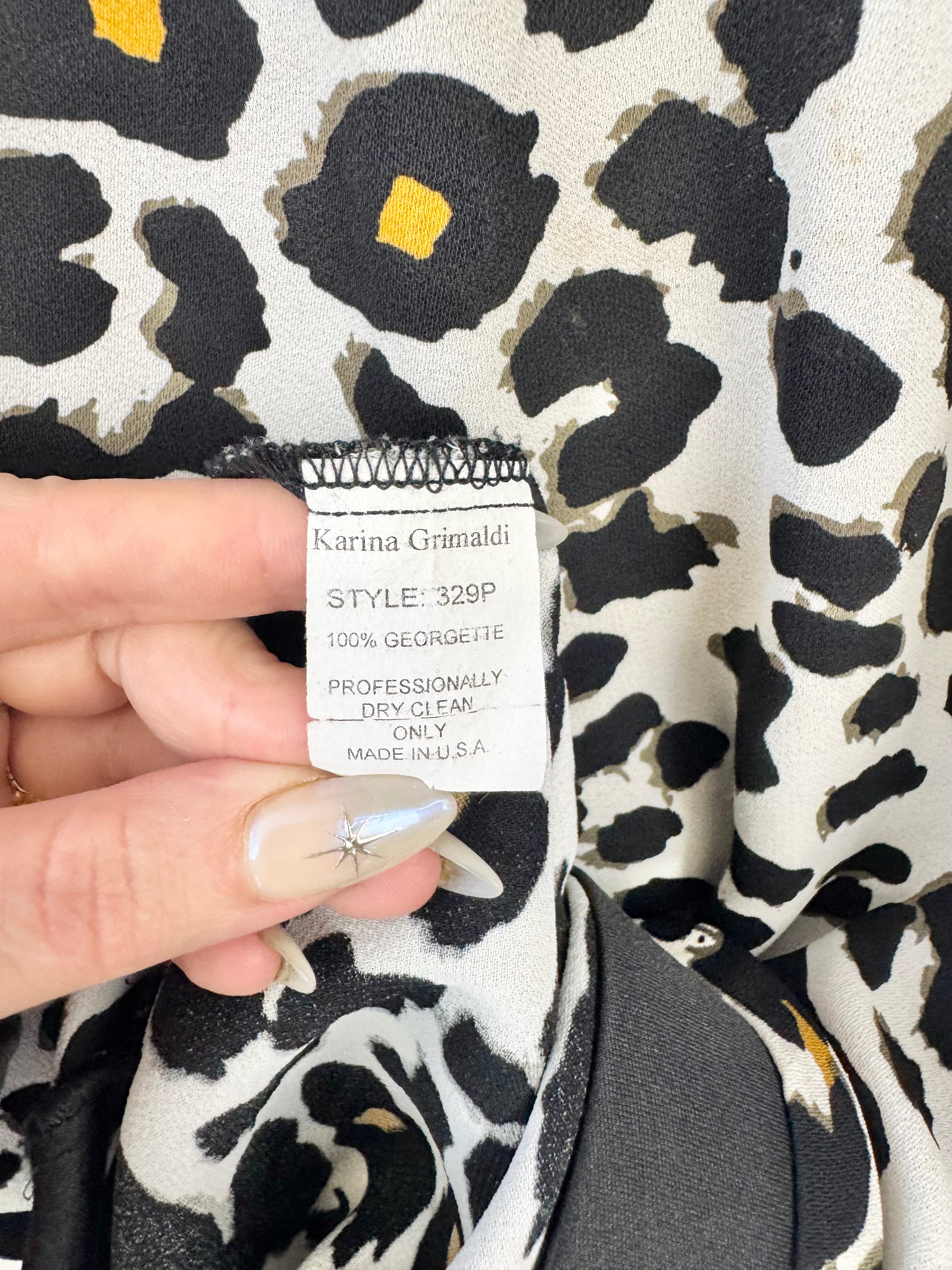 Karina Grimaldi Leopard Print Pattern Cut Out Dress - AU10