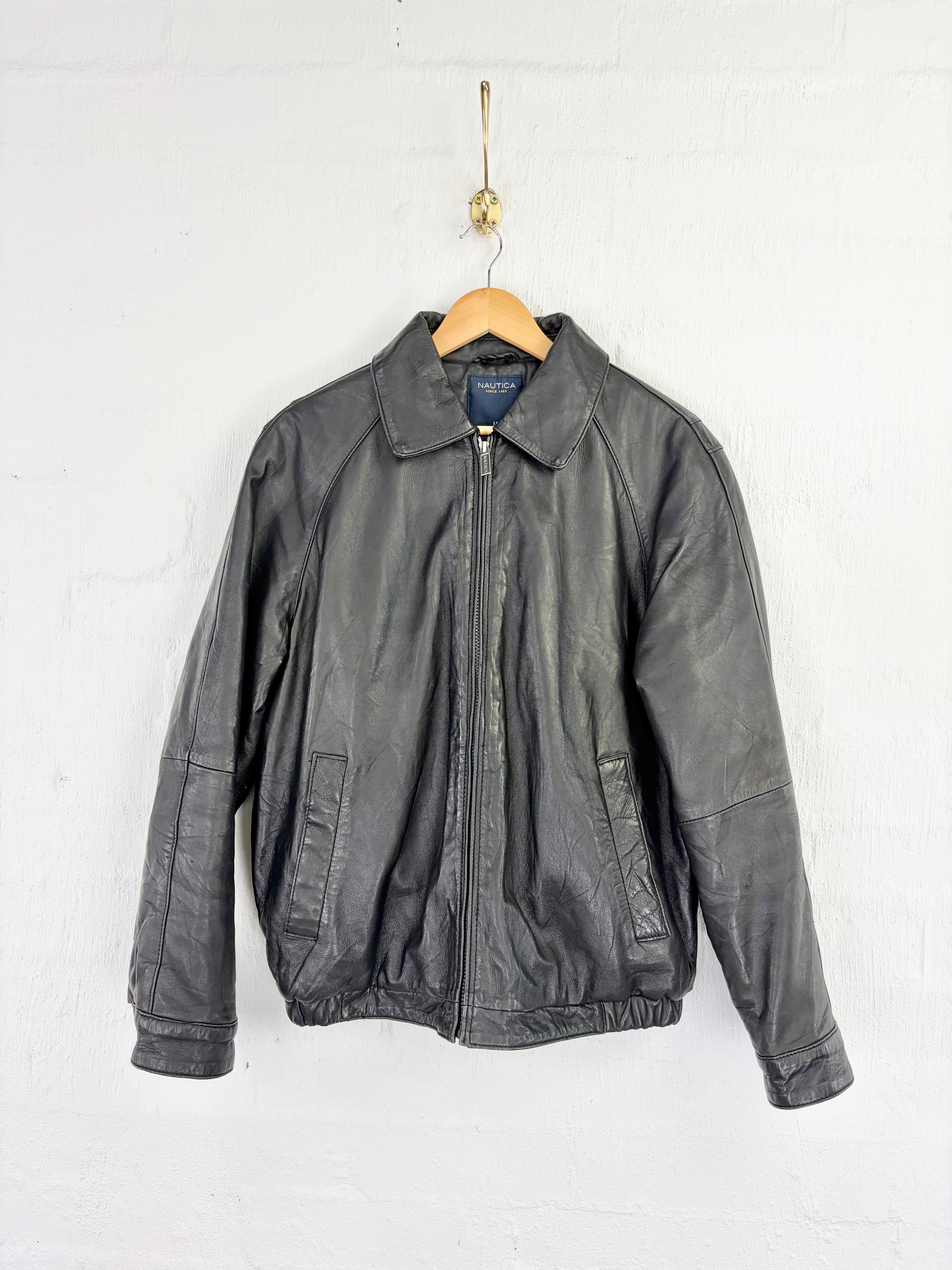 Nautica Black Leather Jacket - M