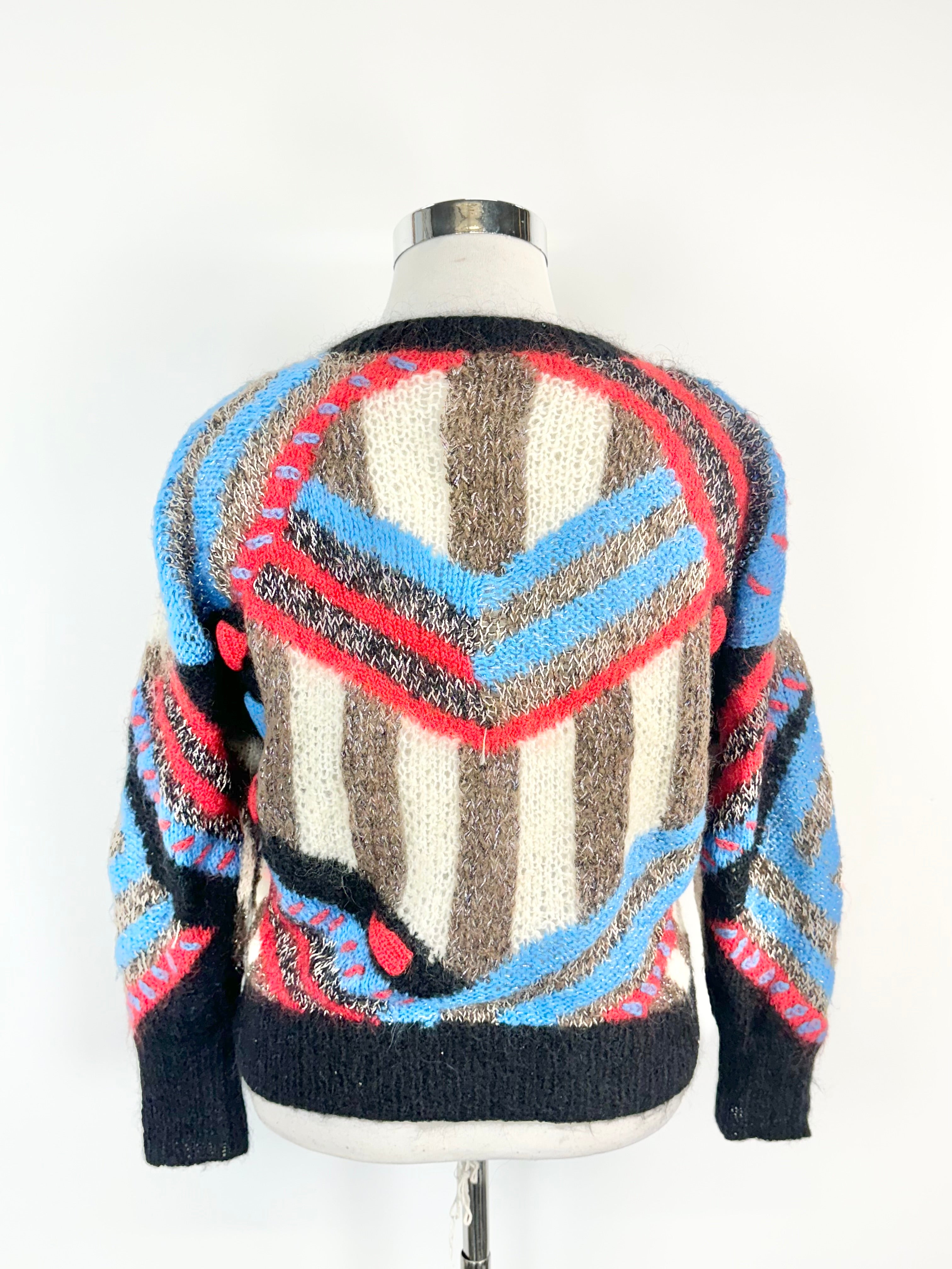 Hand Knit Multicolour Fluffy Cardigan