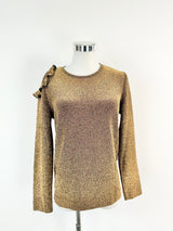 On Parks Gold Lurex Stretchy Long Sleeve Top - AU8