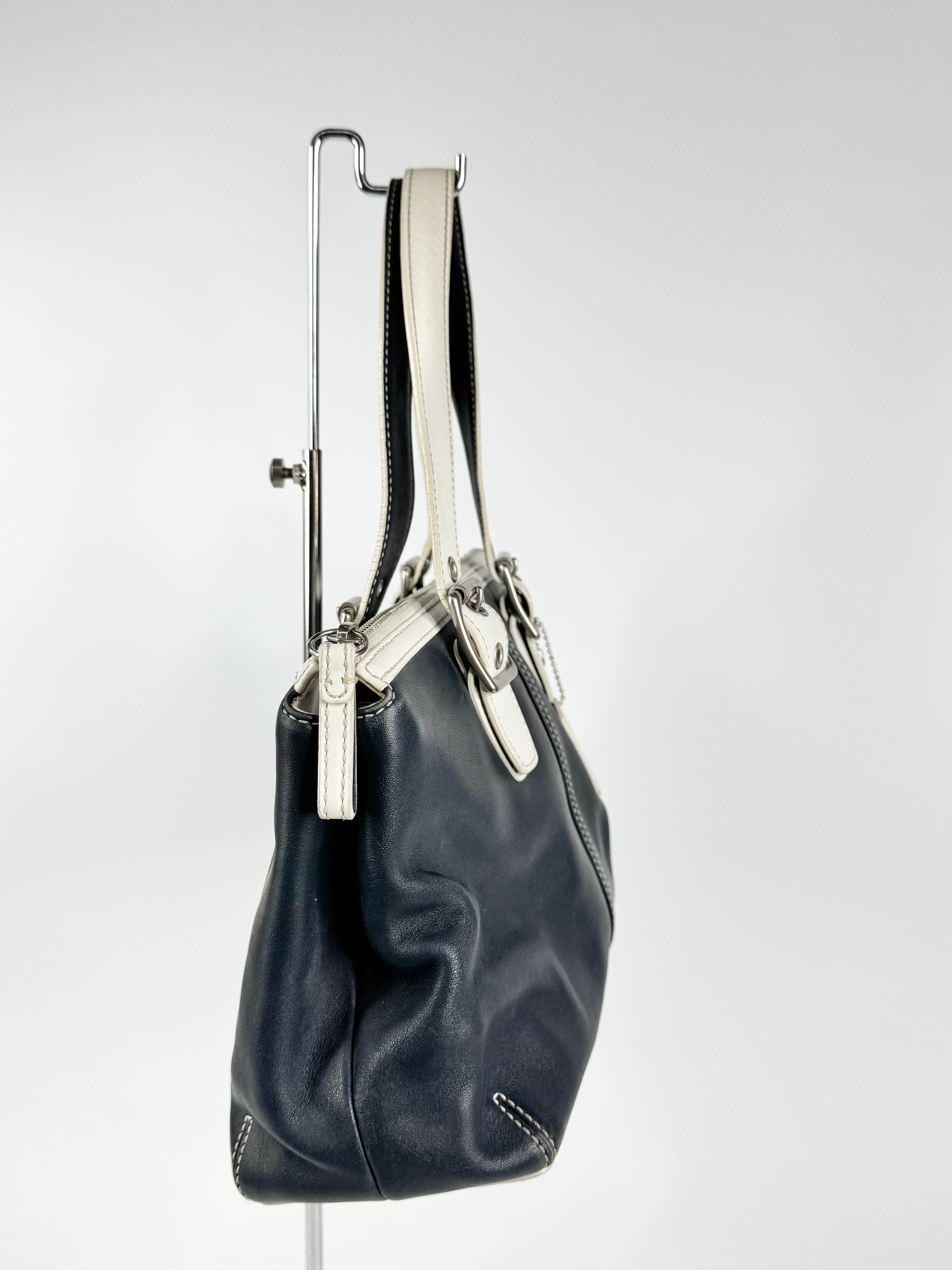Vintage Coach Blue Black & White Shoulder Bag
