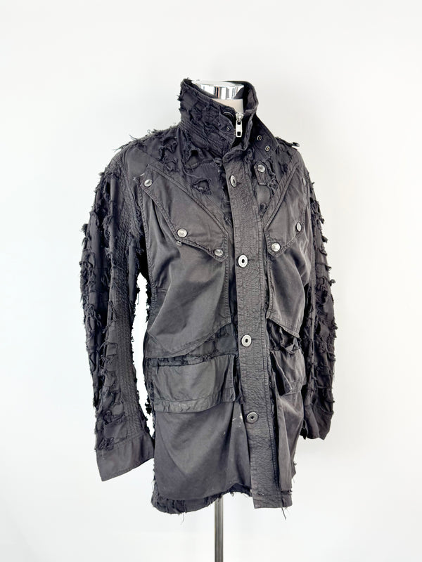 Griffin Studios Black Distressed Cotton Coat - AU10