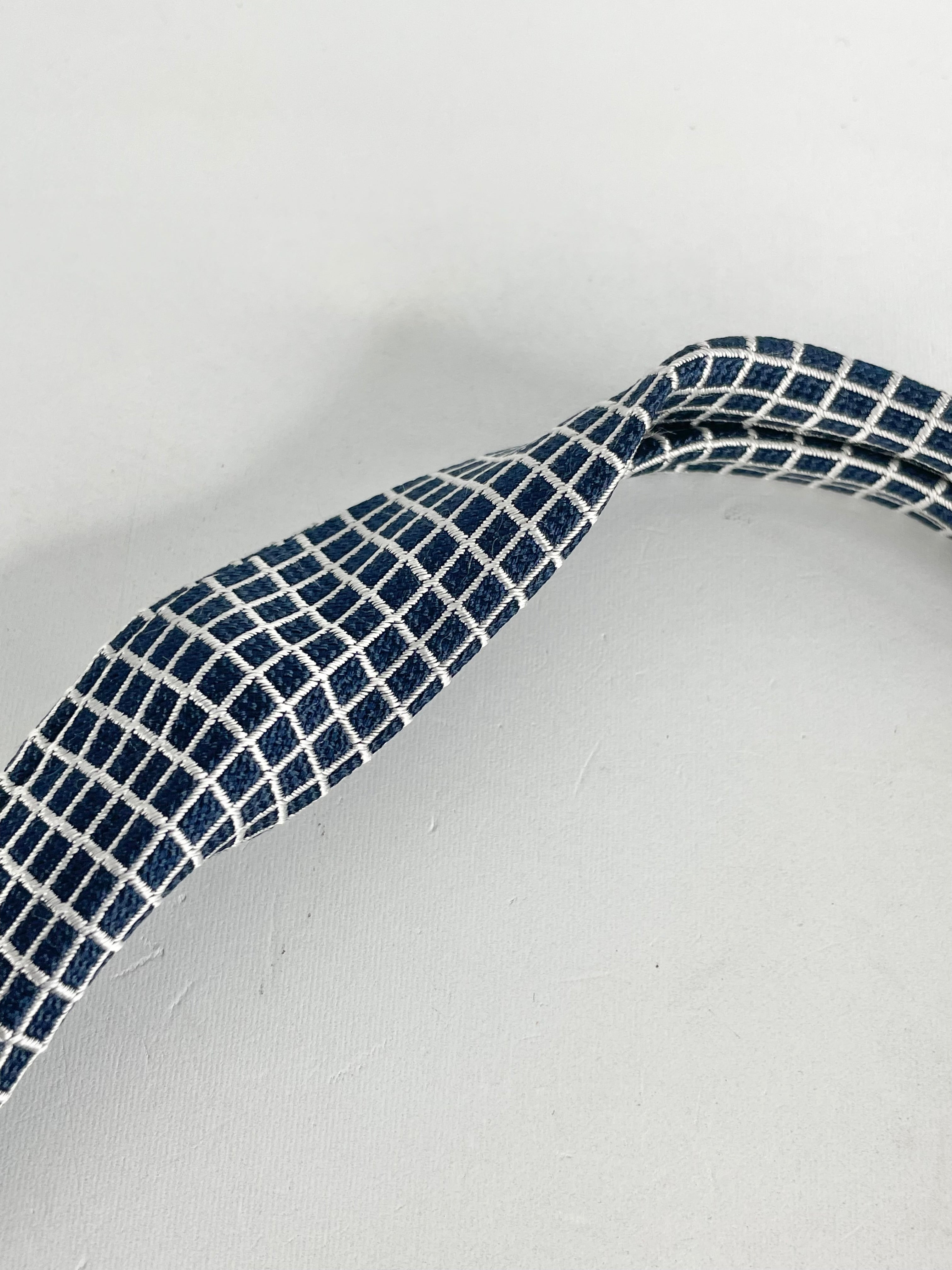Kenzo Homme Navy Blue & White Check Silk Tie