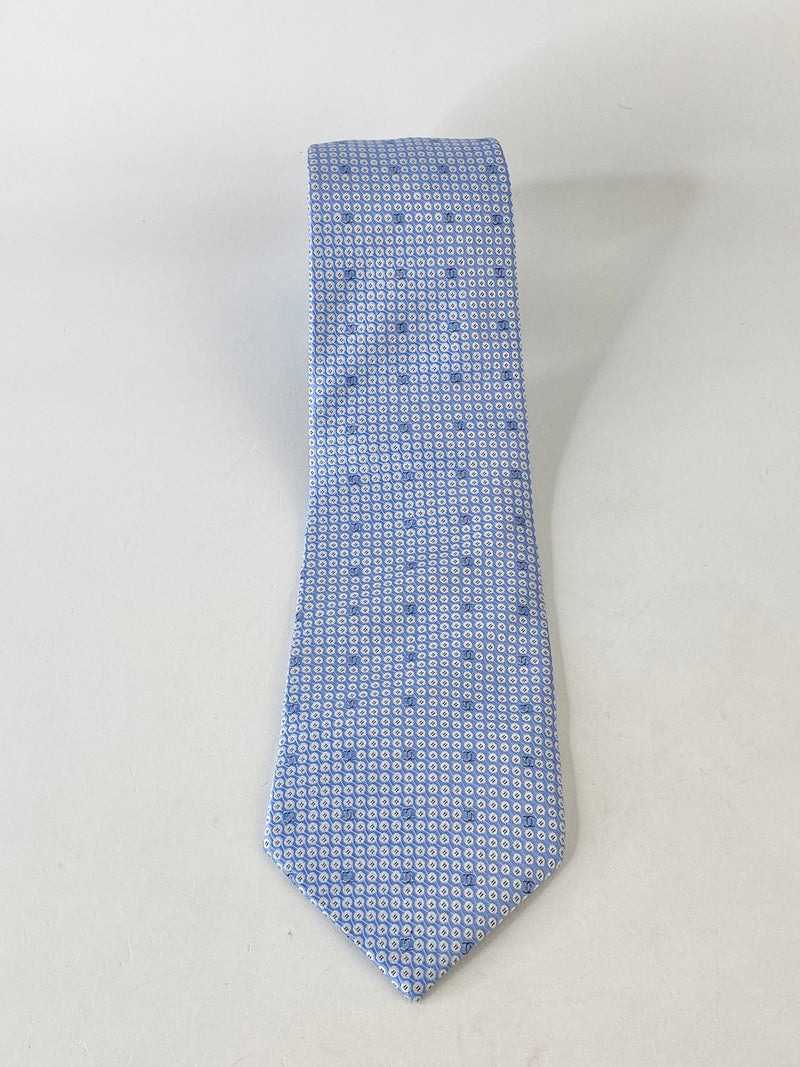 Chanel Silk Blue Monogrammed Silk Tie