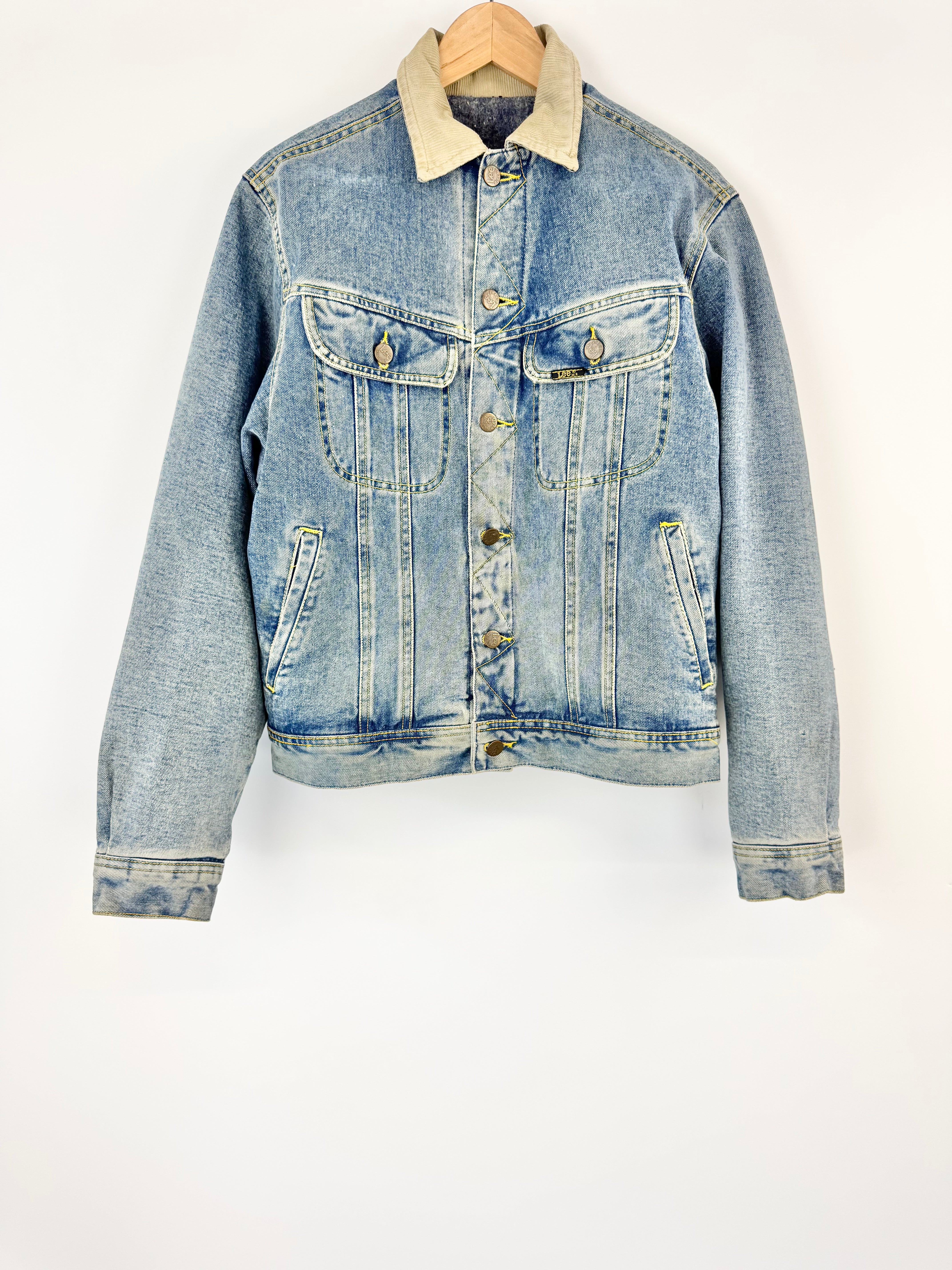 Vintage 90s Storm Rider Lee Blue Stone Washed Denim Lined Sherpa Jacke