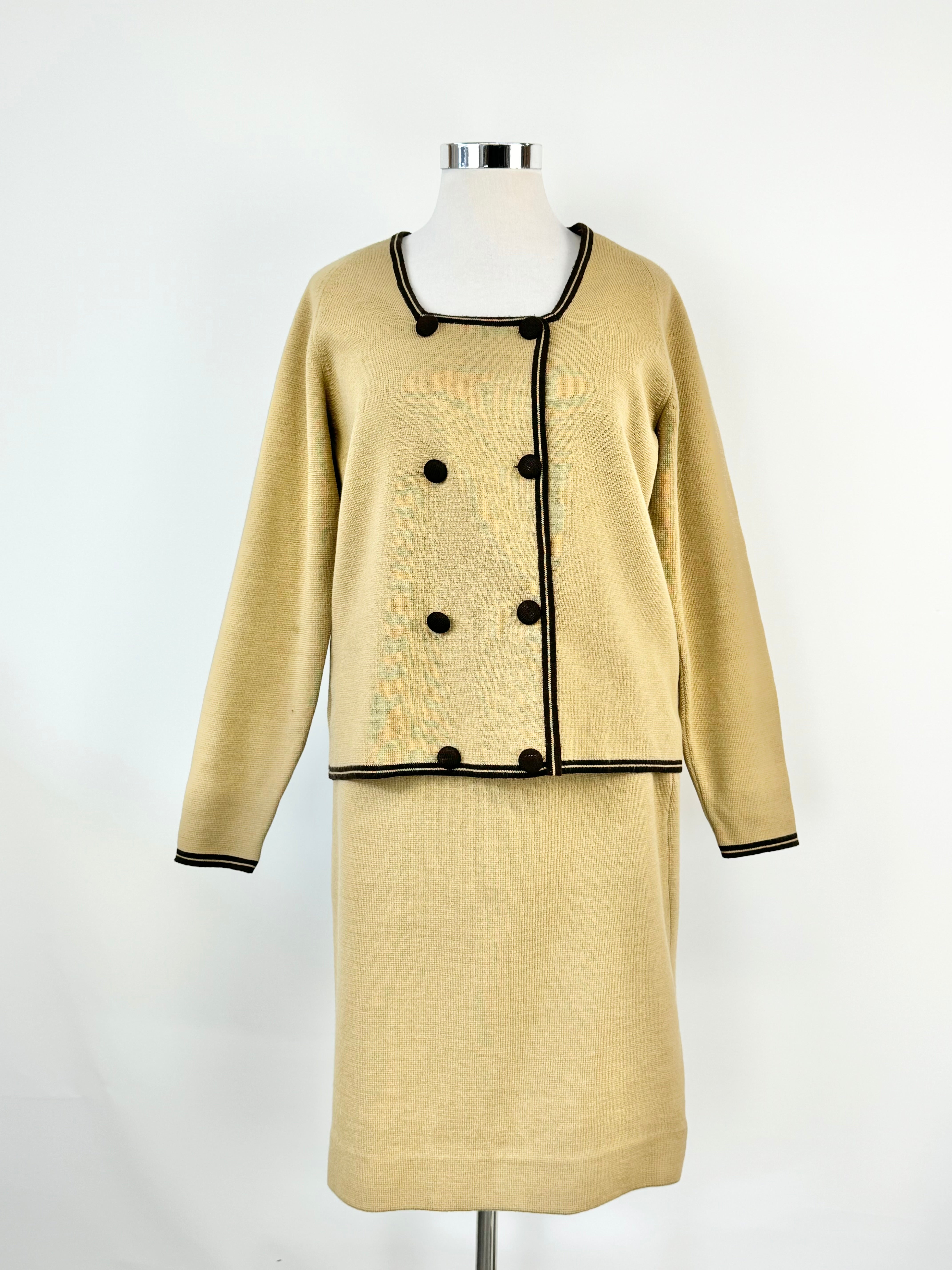 Hand Made Taupe Two Piece Wool Suit - AU12/14